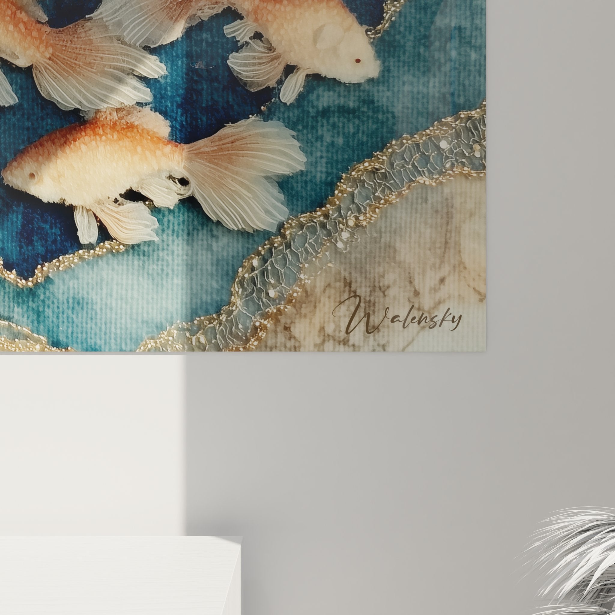 Vue ensemble tableau décoratif fonds marins poissons tropicaux récif corallien