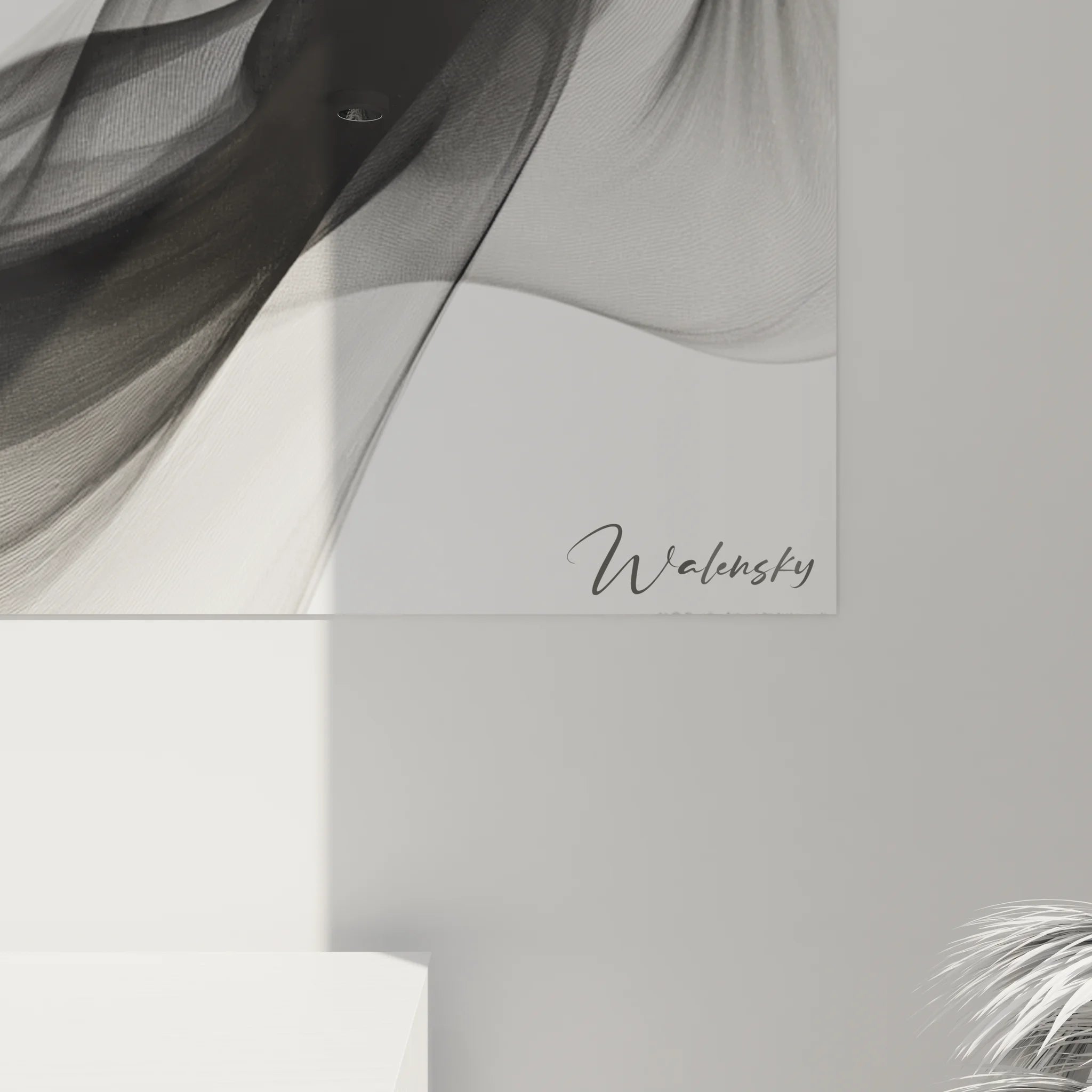 Vue ensemble tableau fumée noir blanc abstrait volutes élégantes art mural moderne décoratif