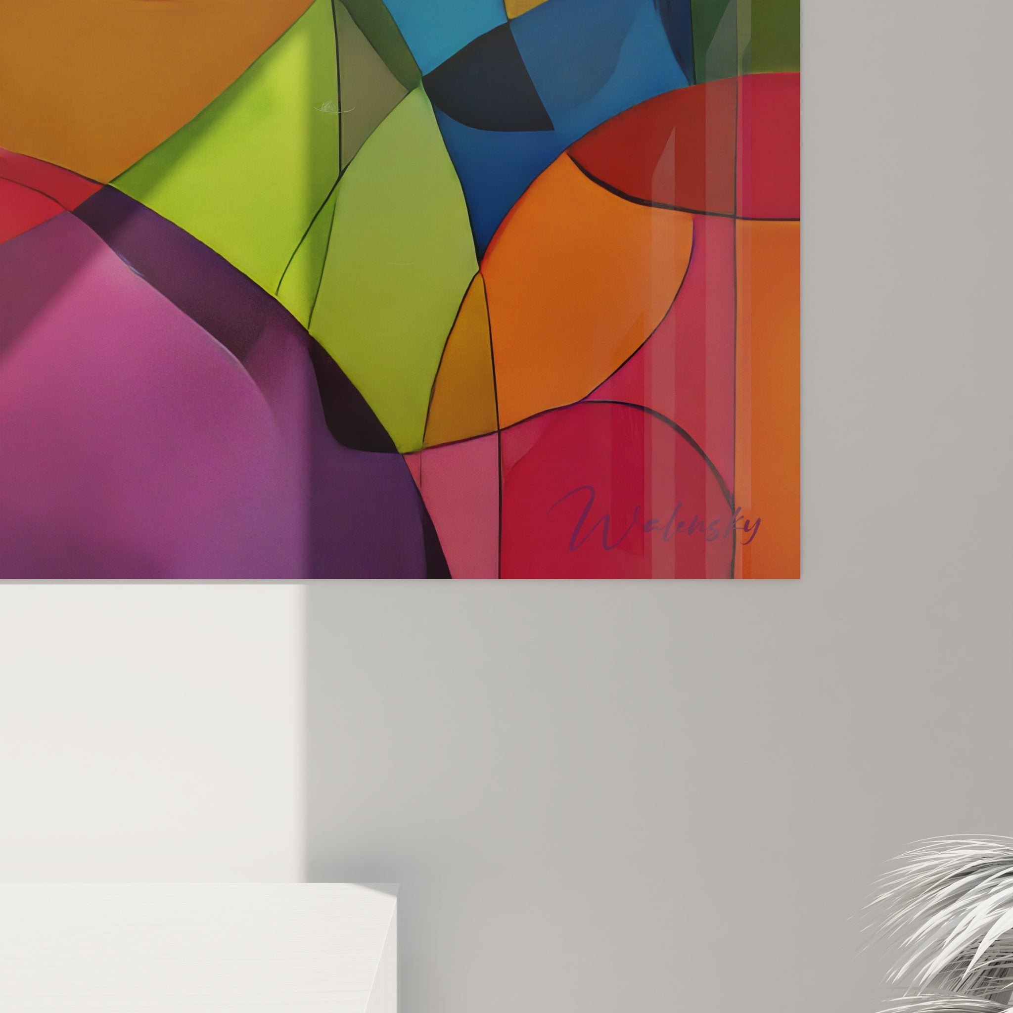 Vue ensemble tableau mural géométrique cercles colorés art abstrait contemporain