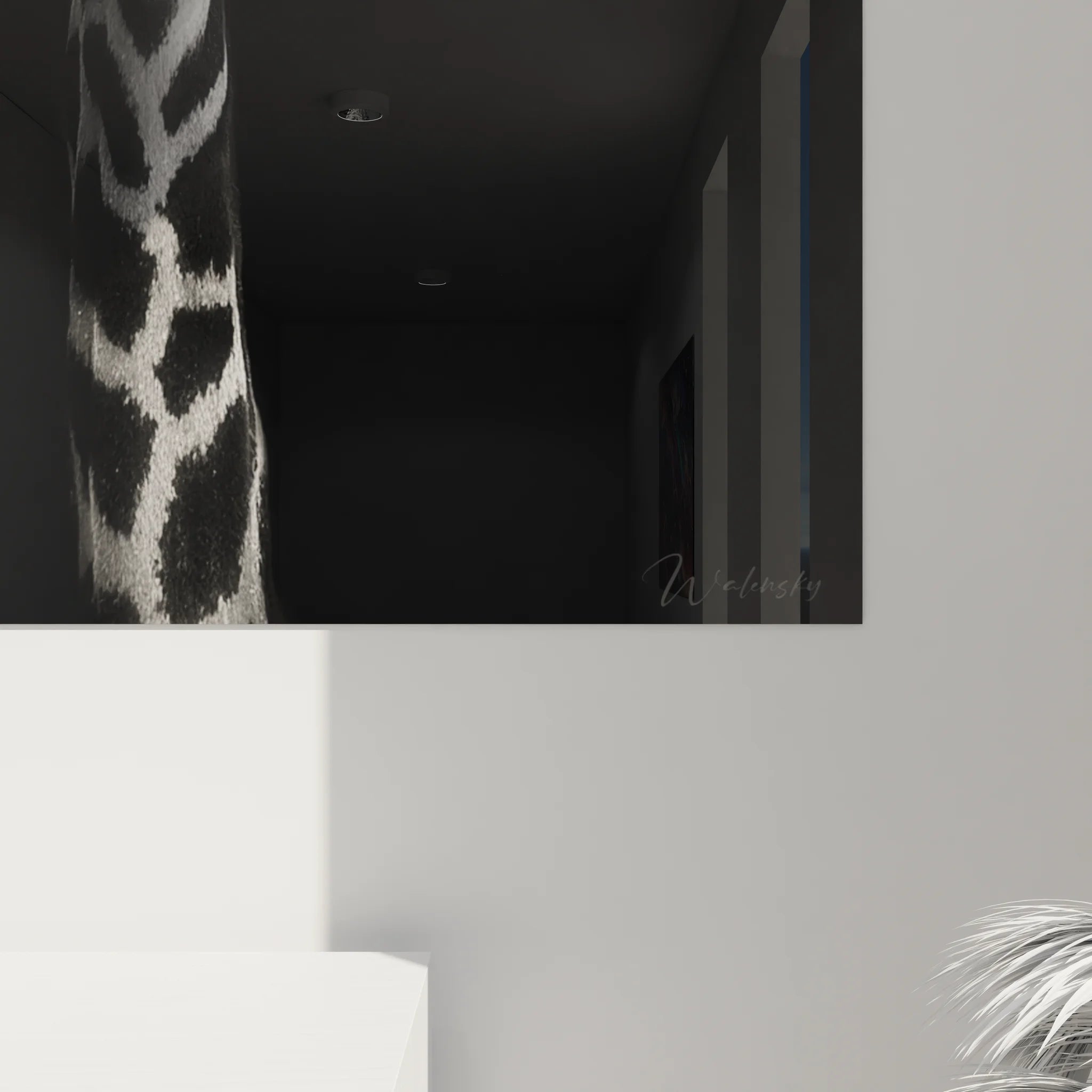 Vue ensemble tableau girafe noir blanc décoration intérieure moderne style contemporain
