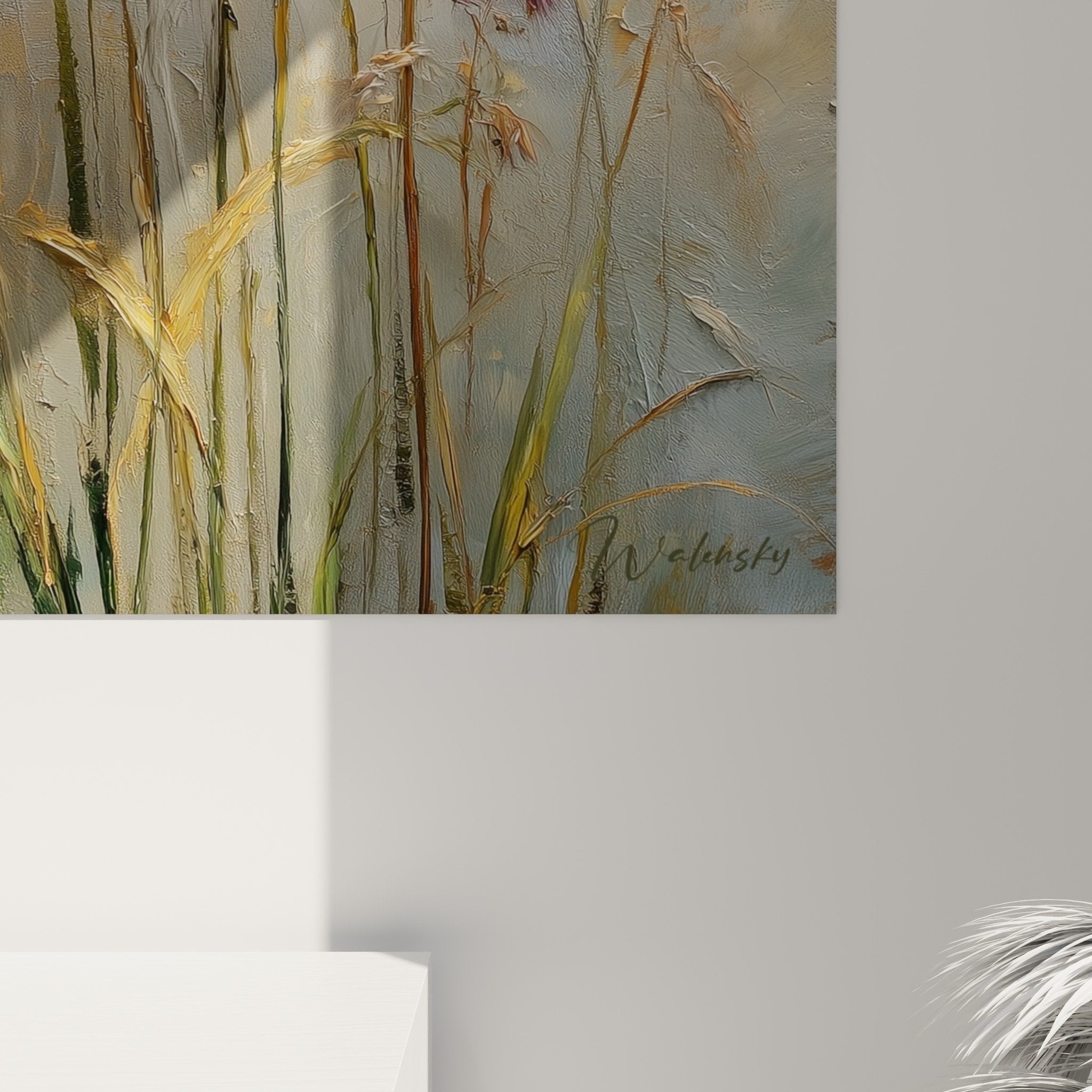 Übersicht Poster Herbstgräser Wohnzimmer Wanddeko goldene Ähren violetter Hintergrund