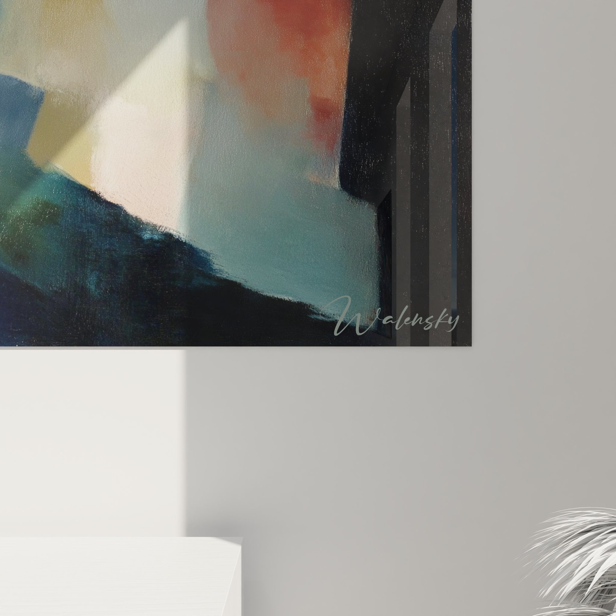 Vue ensemble tableau mural île paradisiaque, art tropical moderne décoration intérieur