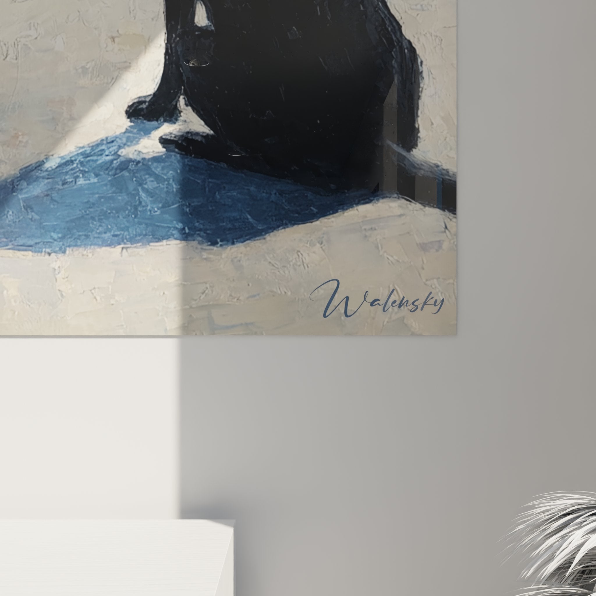 Vista d'insieme quadro labrador retriever nero spiaggia oceanica decorazione interni zen