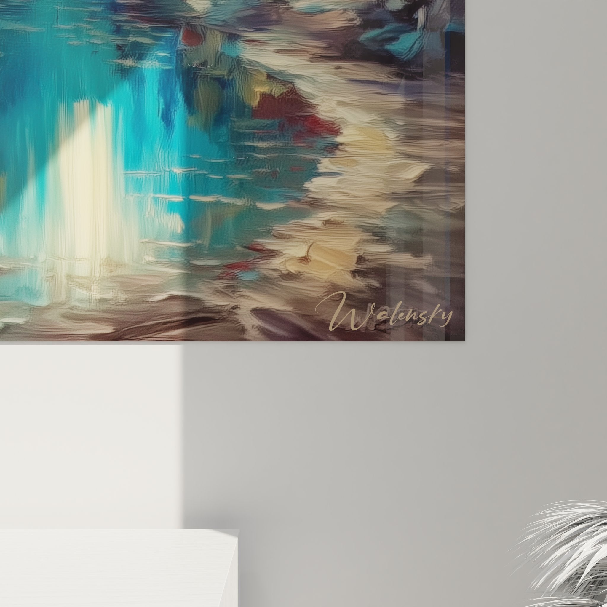 Vue ensemble tableau mural lac montagne décoration intérieur paysage alpin reflets cristallins