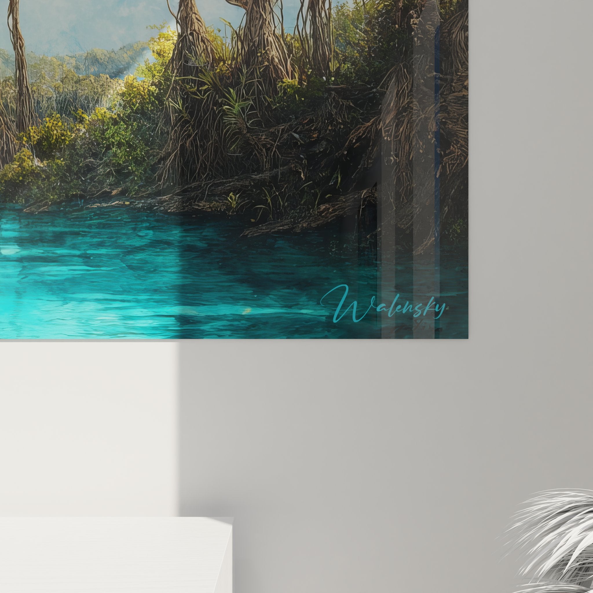 Vue ensemble tableau mural lagune tropicale paradisiaque décoration paysage exotique eaux cristallines