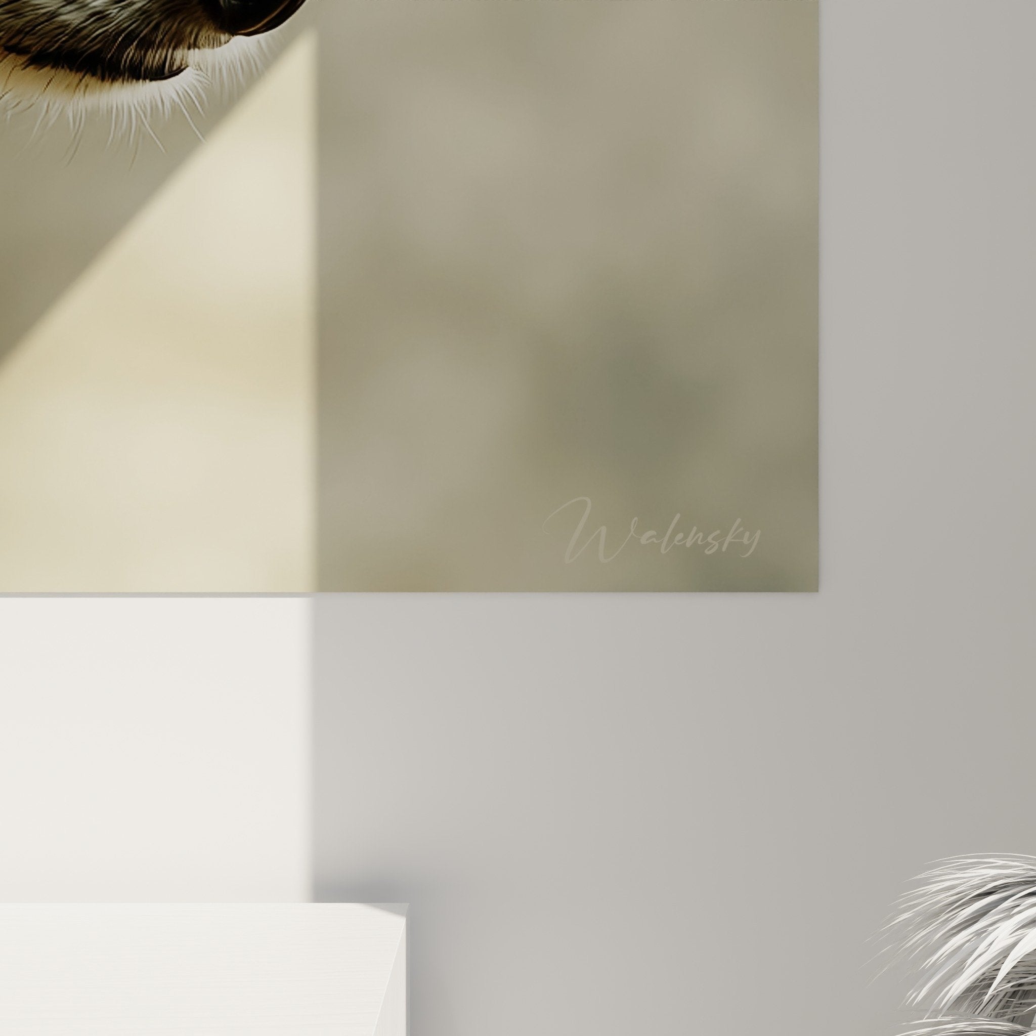 Tableau lévrier russe aux poils flottants, vue d'ensemble, palette beige et dorée