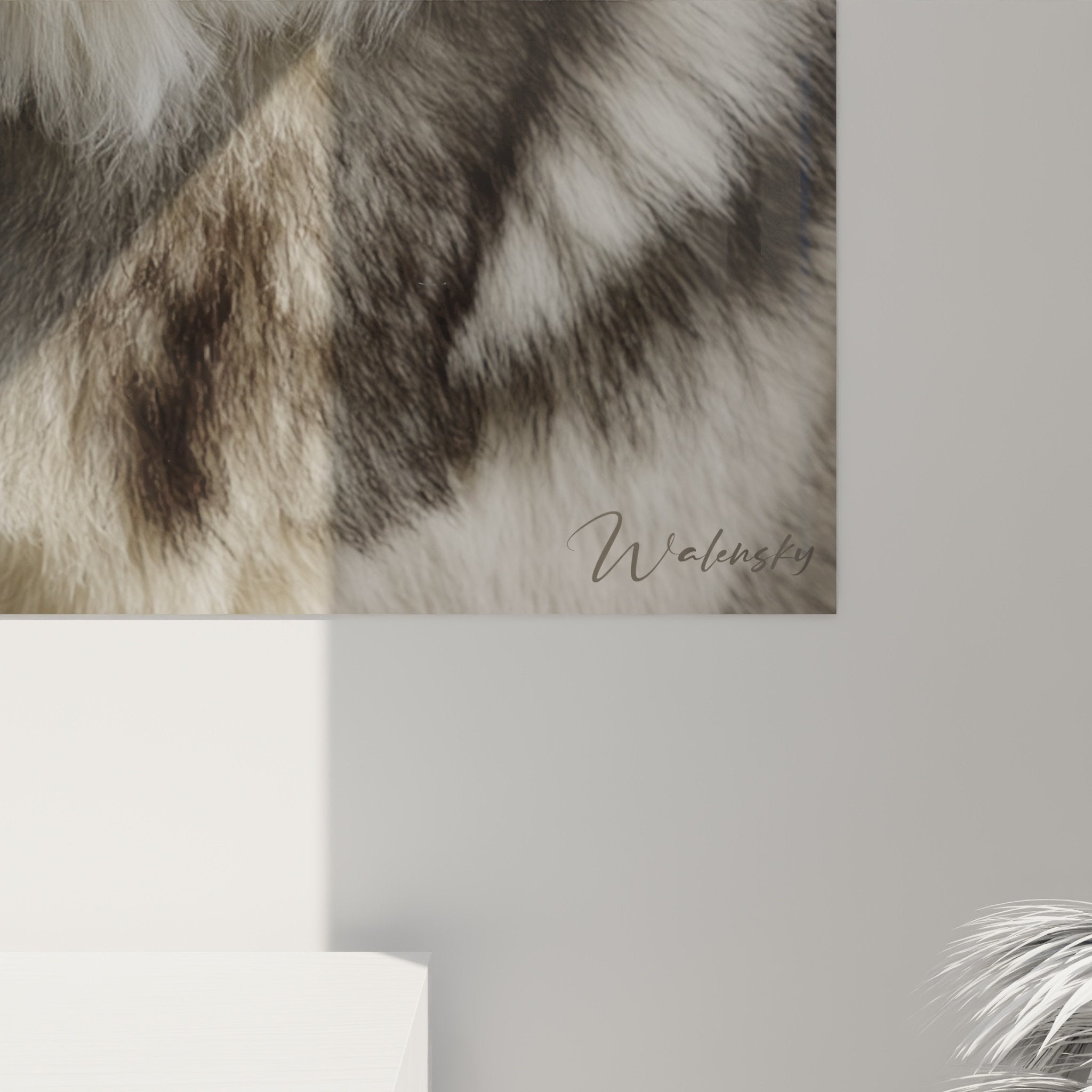 Vue ensemble tableau portrait Malamute Alaska chien nordique yeux dorés décoration intérieure