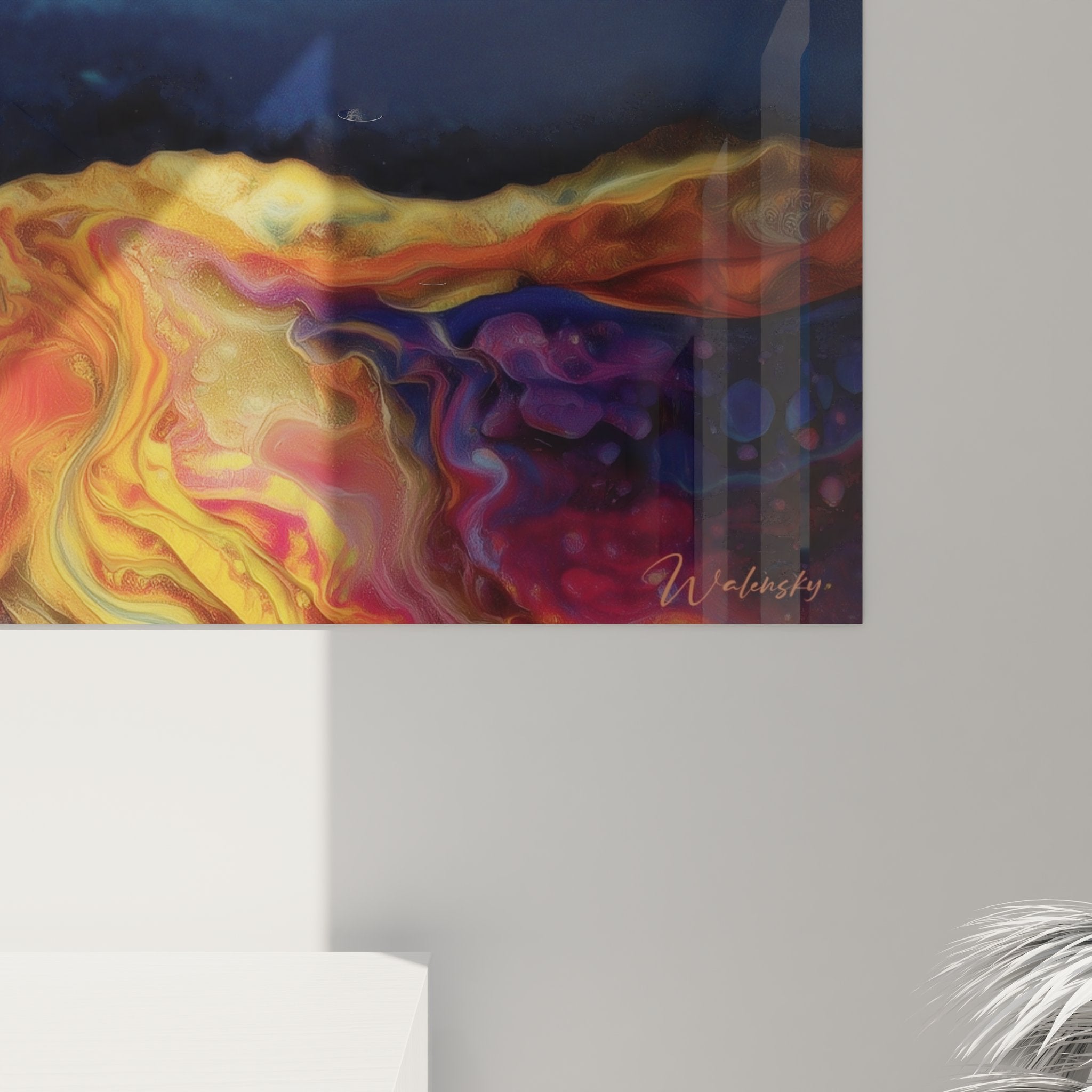 Vue ensemble tableau mural Mont Fuji cosmique, décoration murale montagne style contemporain