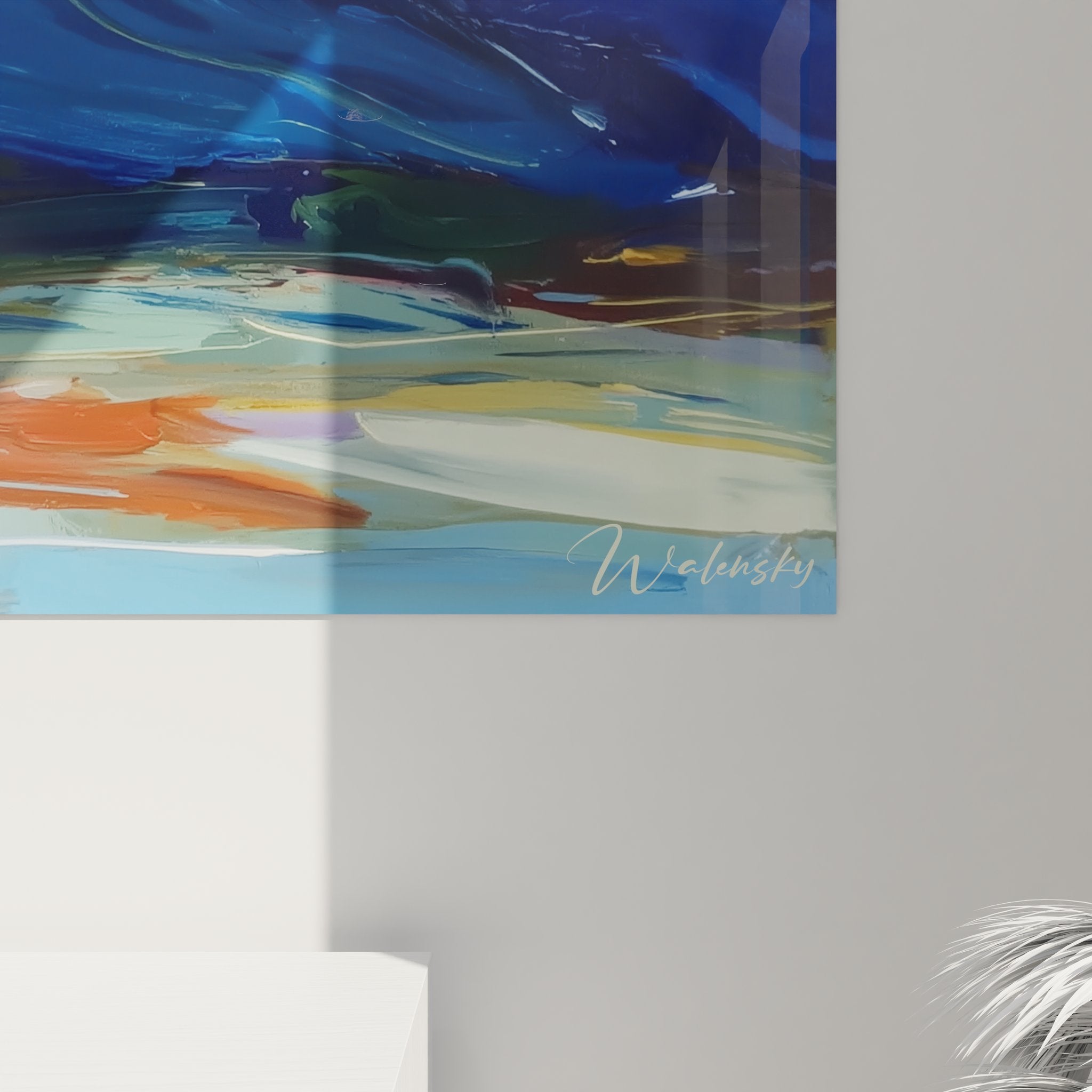 Vue ensemble tableau montagne abstraite tempête alpine avec sommets neigeux et ciel tourmenté