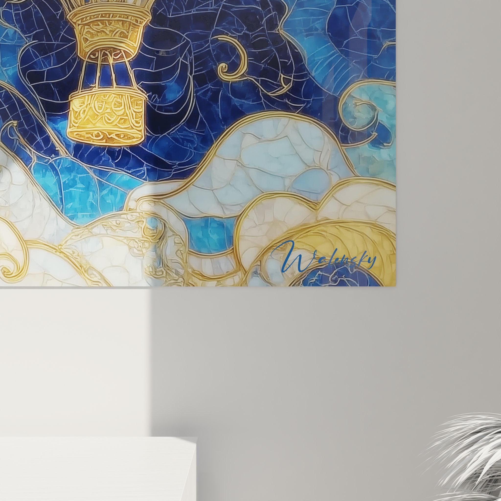 Vue d'ensemble du tableau montgolfière ornementale dans intérieur contemporain