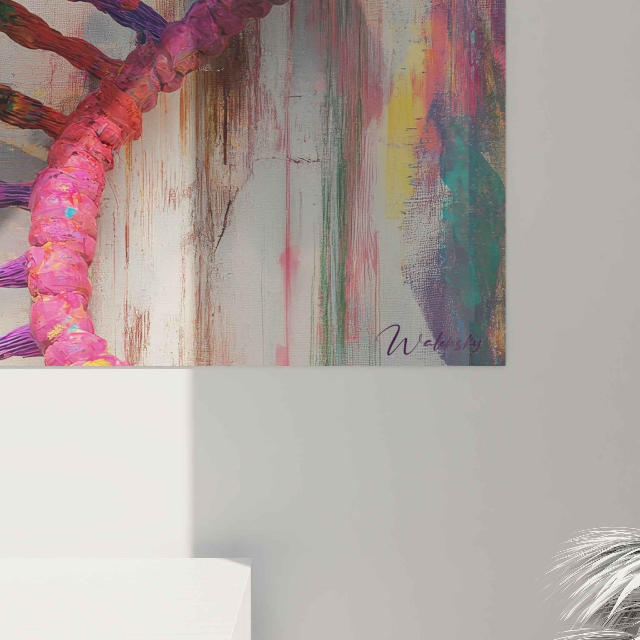 Vue ensemble tableau mural ADN génétique coloré décoration moderne art scientifique