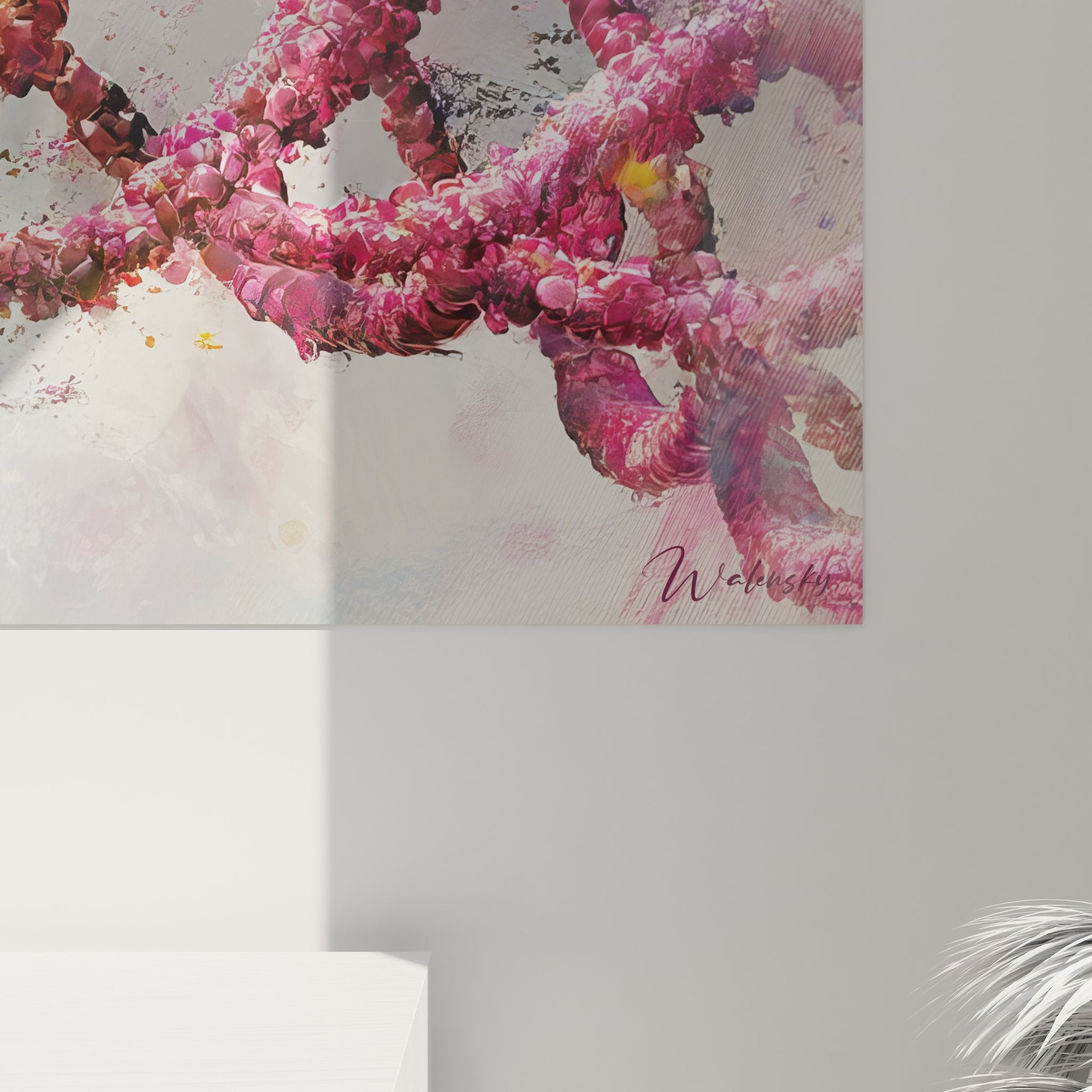 Vue ensemble tableau mural ADN aquarelle double hélice colorée décoration art scientifique moderne