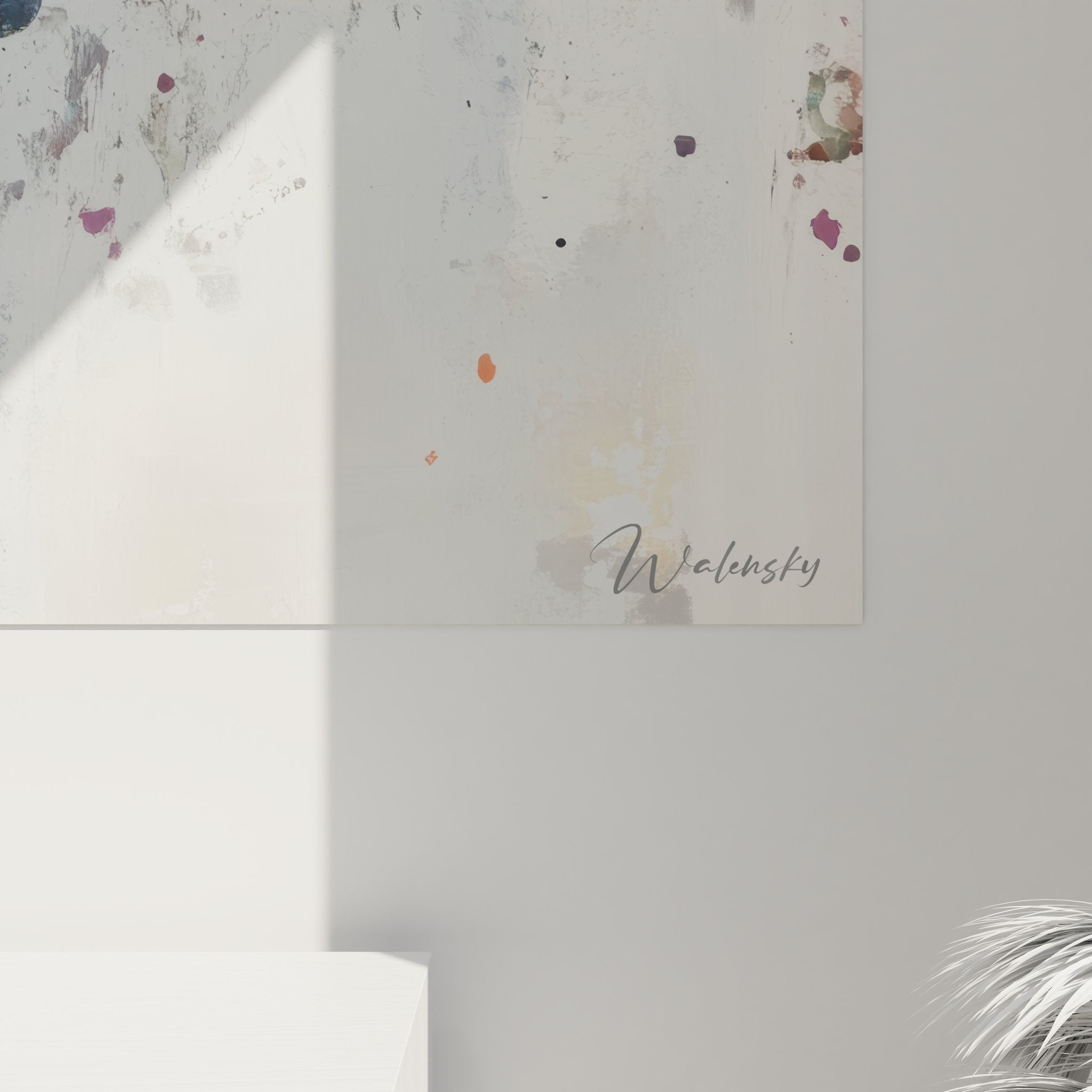 Vue d'ensemble tableau mural ADN avec hélice colorée et éclaboussures artistiques