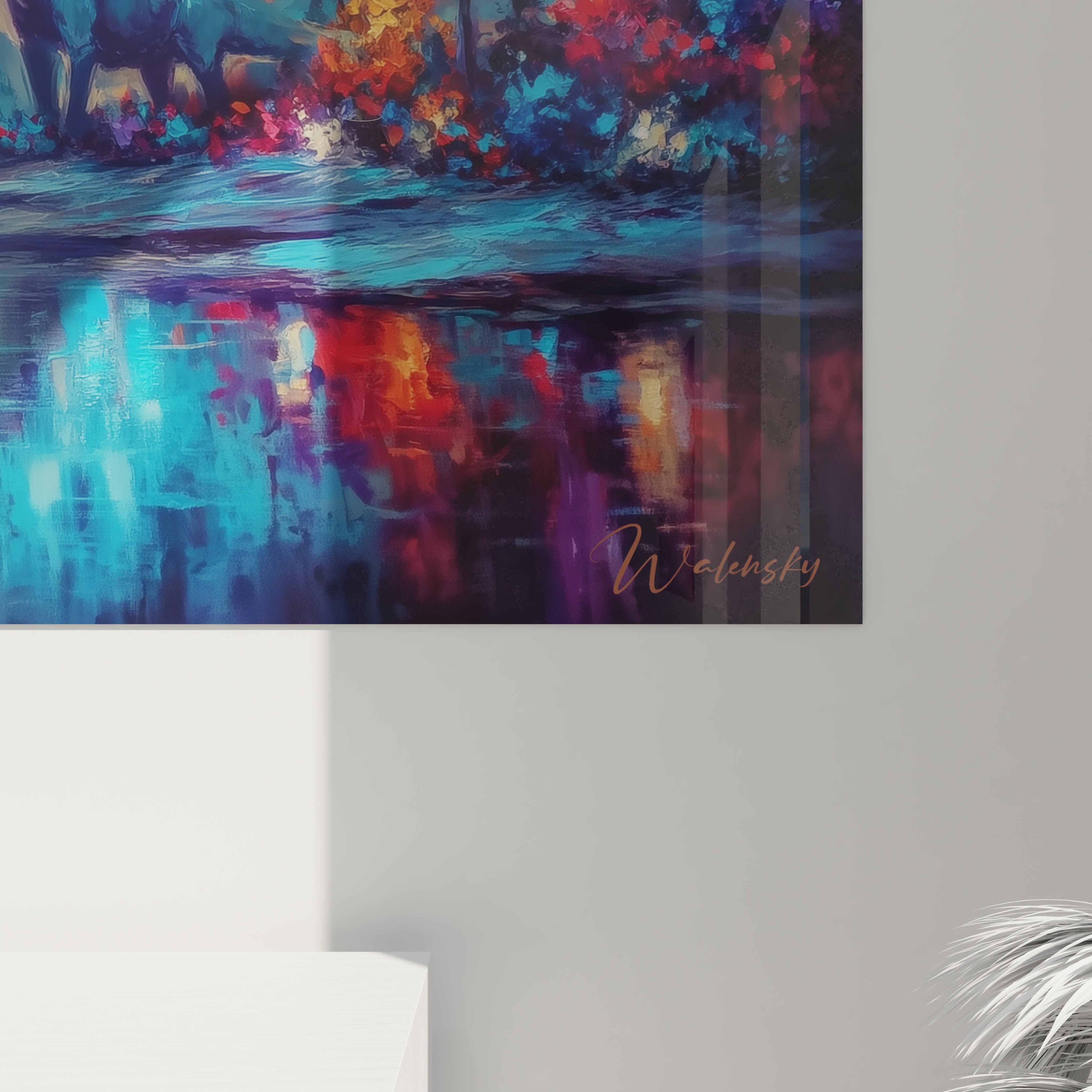 Vue ensemble tableau mural brontosaures géants, œuvre art dinosaure complète couleurs impressionnantes
