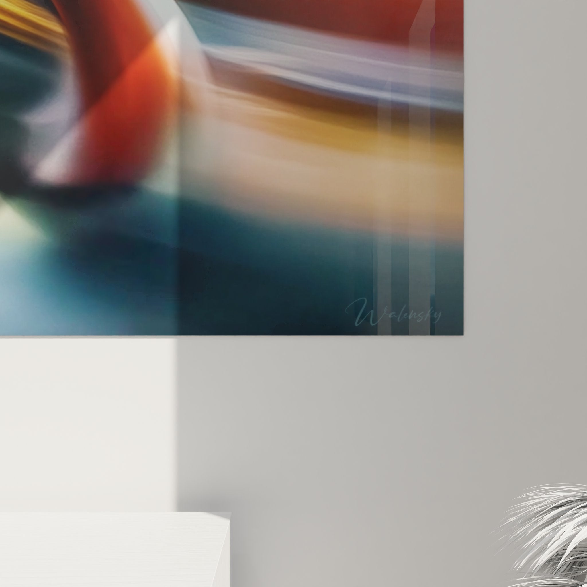 Vue ensemble tableau mural chaise moderne light painting décoration intérieur contemporain