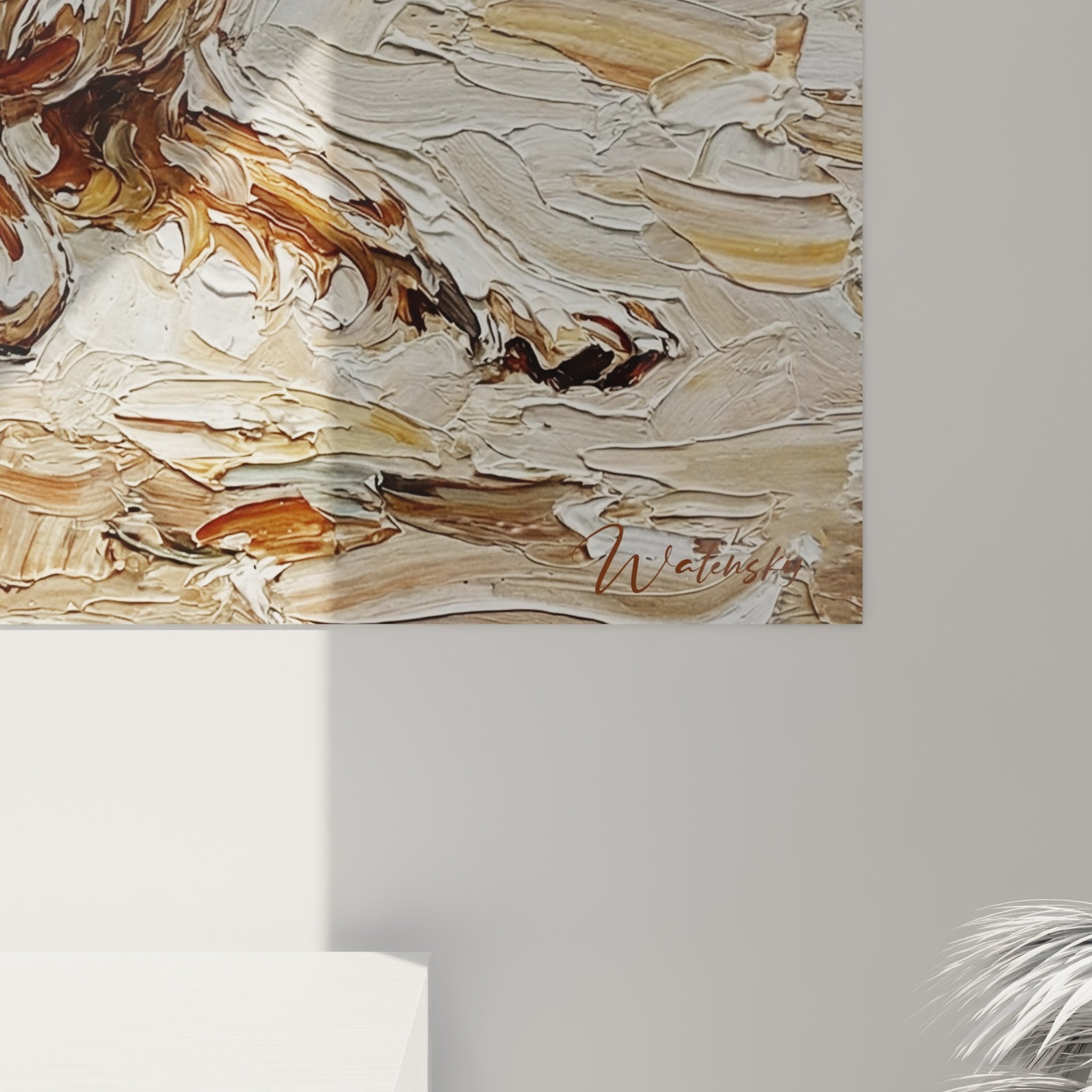 Vue d'ensemble tableau mural Setter Anglais, composition dynamique, style artistique contemporain