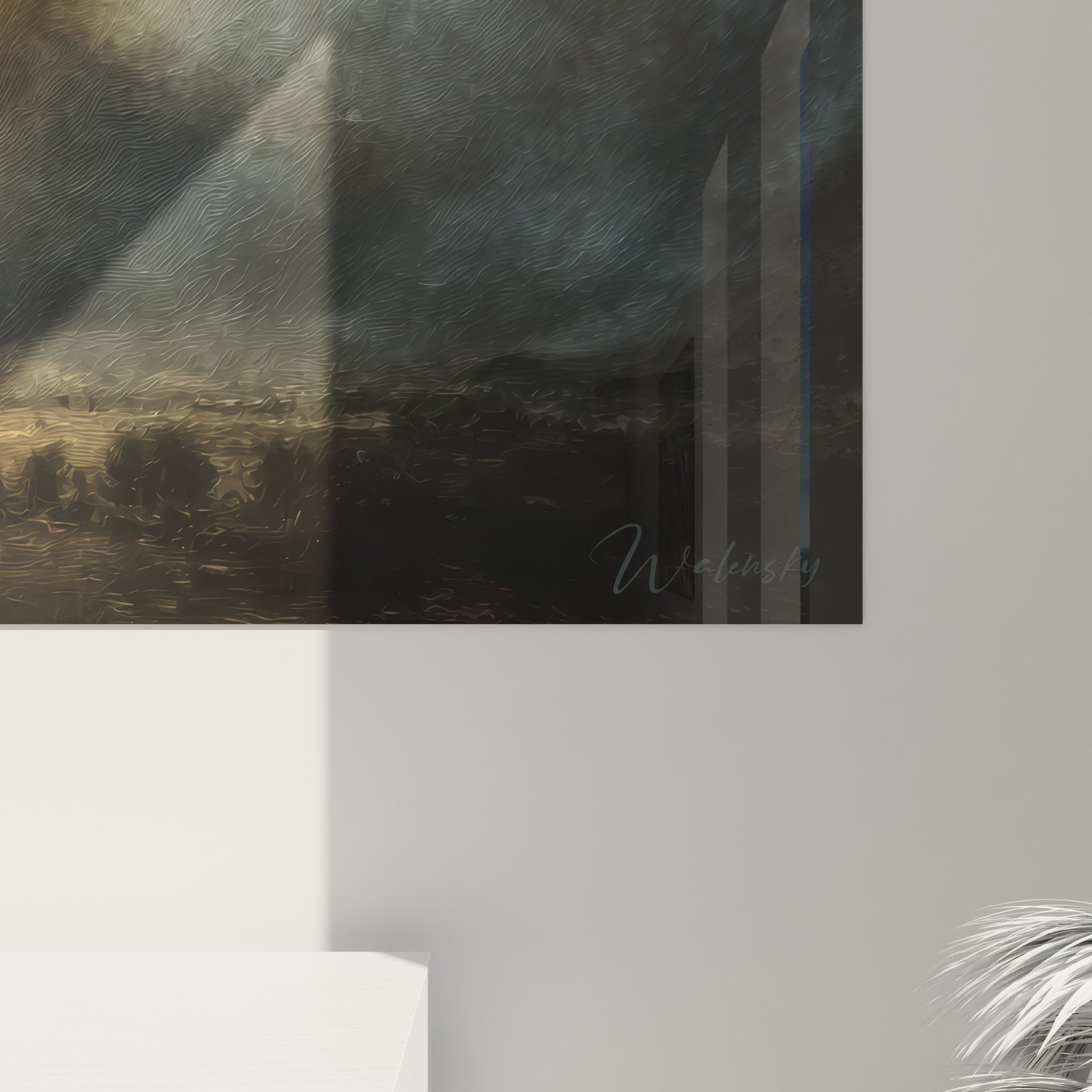 Vue ensemble tableau mural ciel d'orage, décoration moderne tempête dramatique