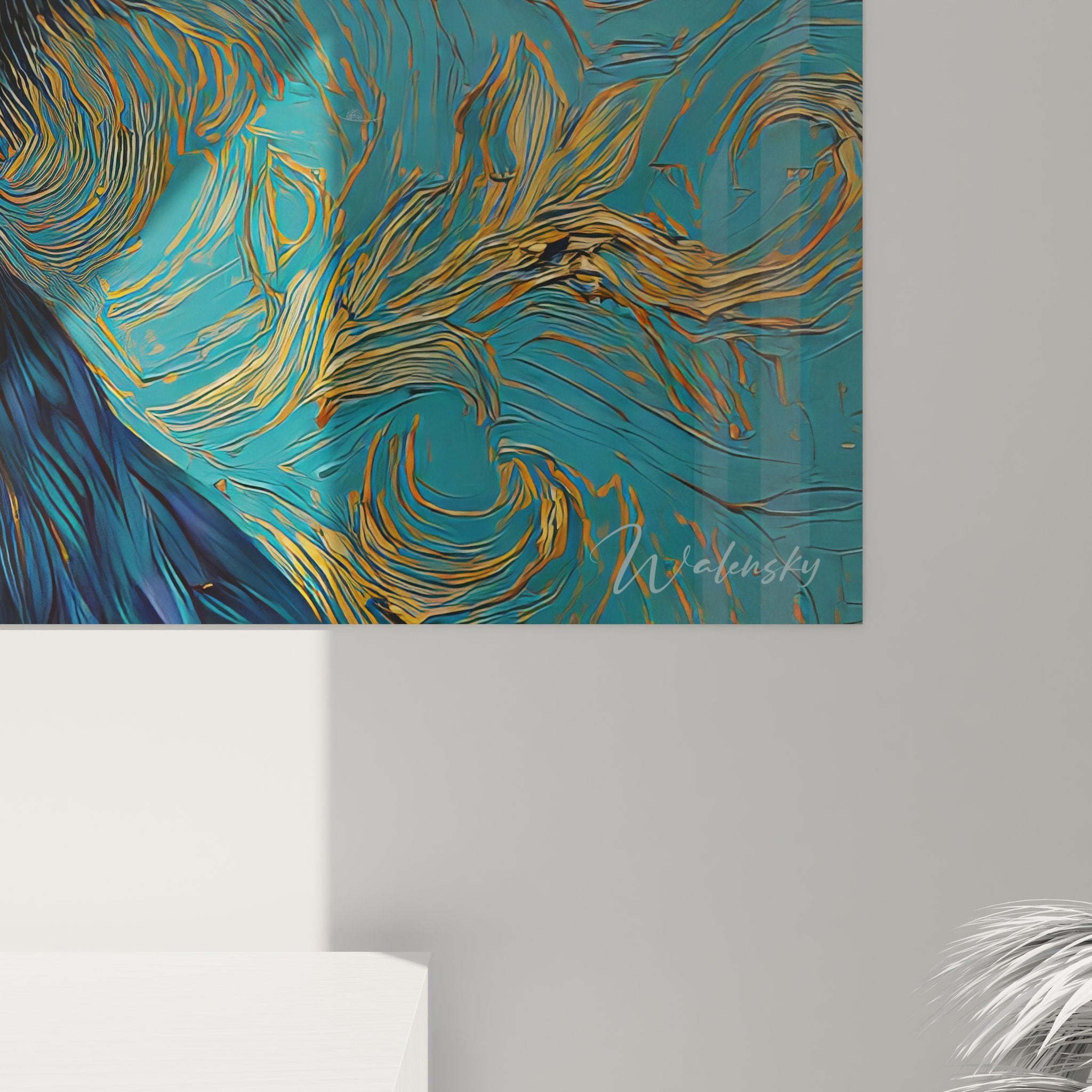 Vue ensemble tableau mural corbeau majestueux, décoration artistique style Van Gogh