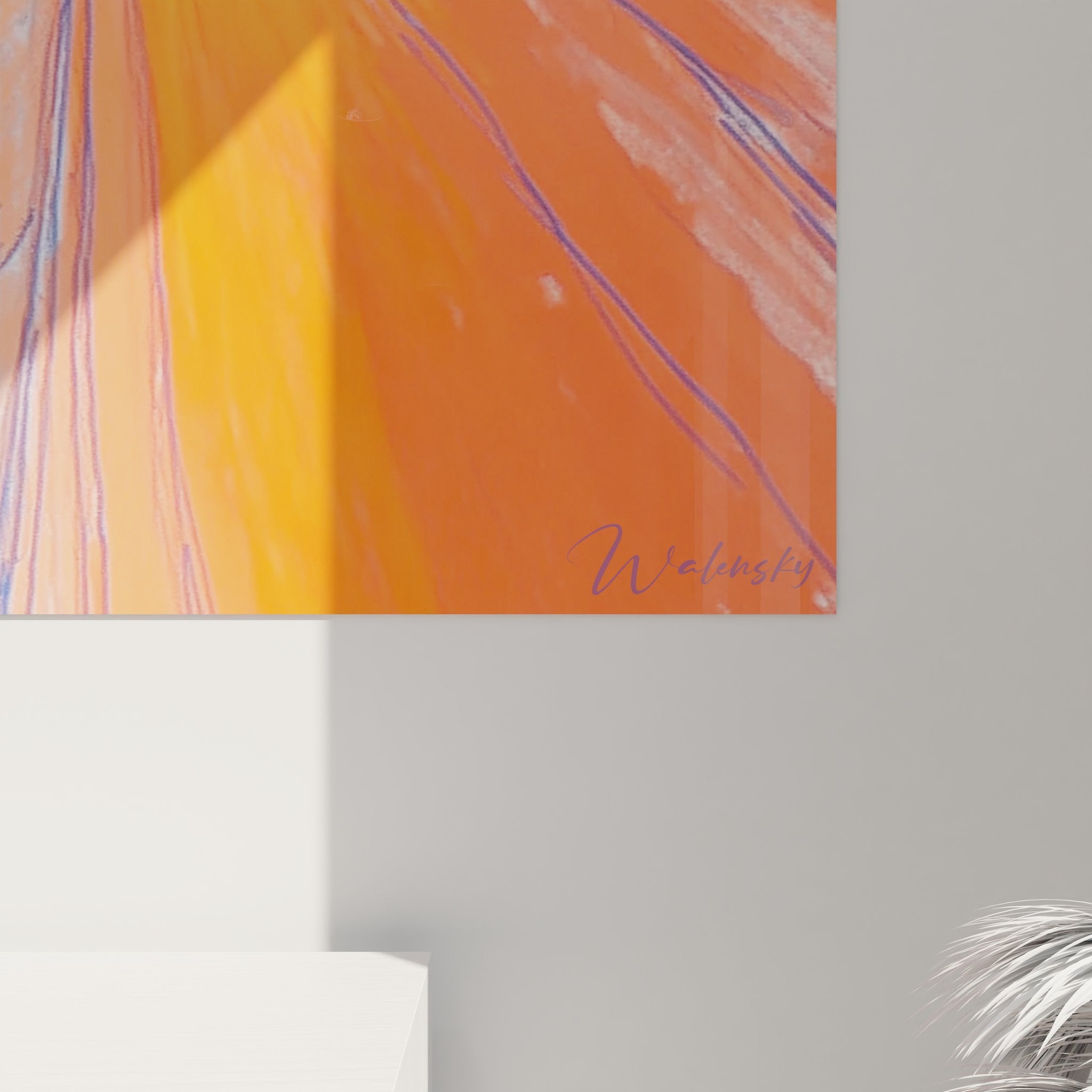 Vue ensemble tableau mural route désert bleu orange ambiance moderne