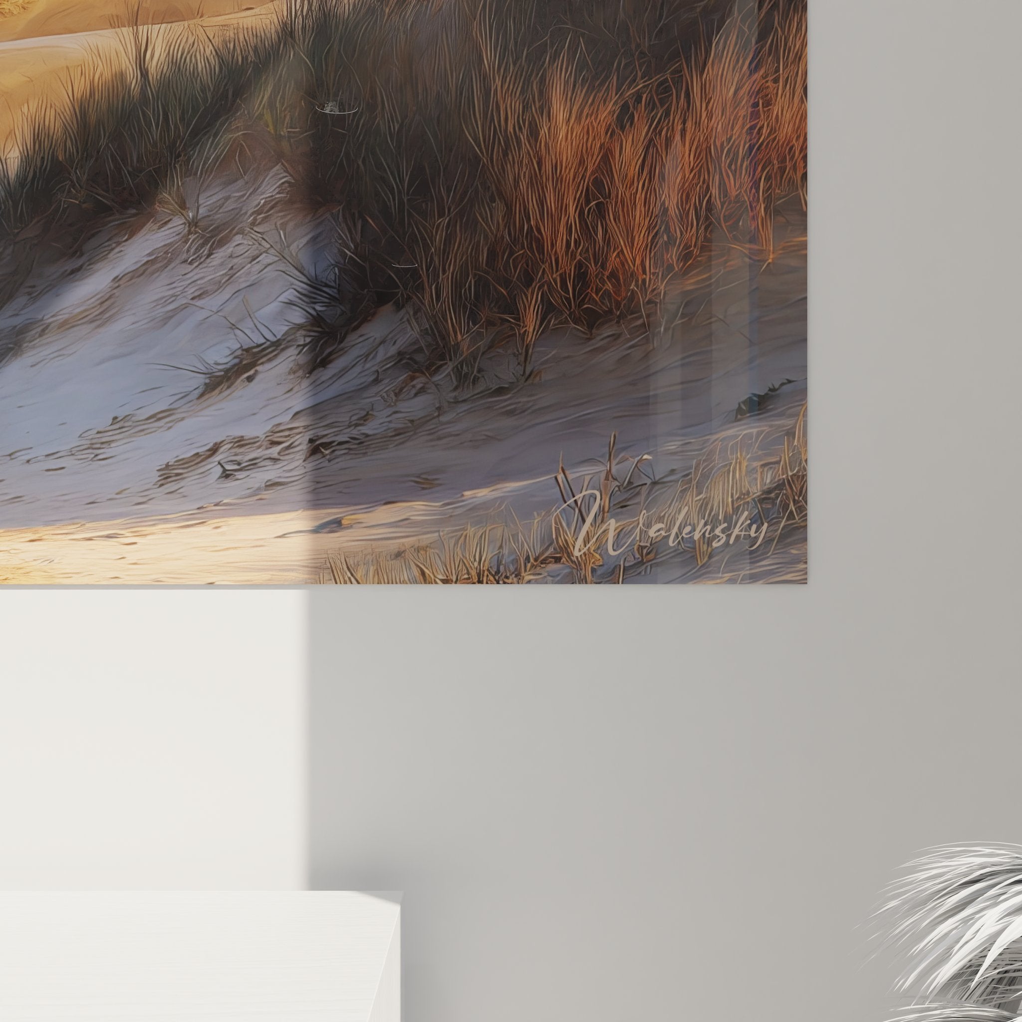 Vue ensemble tableau mural dunes côtières décoration intérieur style maritime