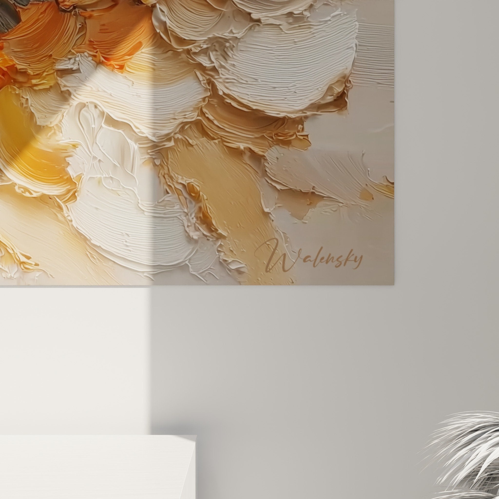 Abstract orange flower wall art overview living room modern contemporary decoration