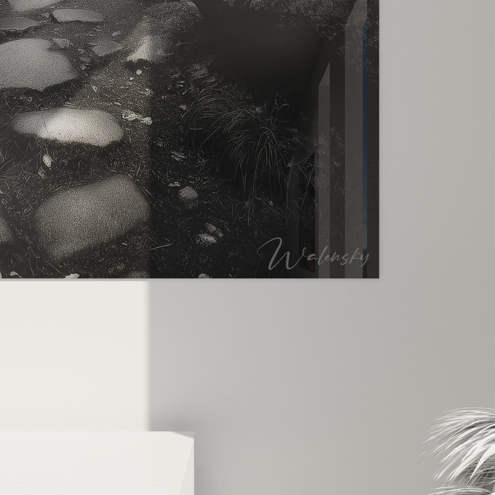 Vue ensemble tableau mural forêt, œuvre art nature décorative pour intérieur moderne