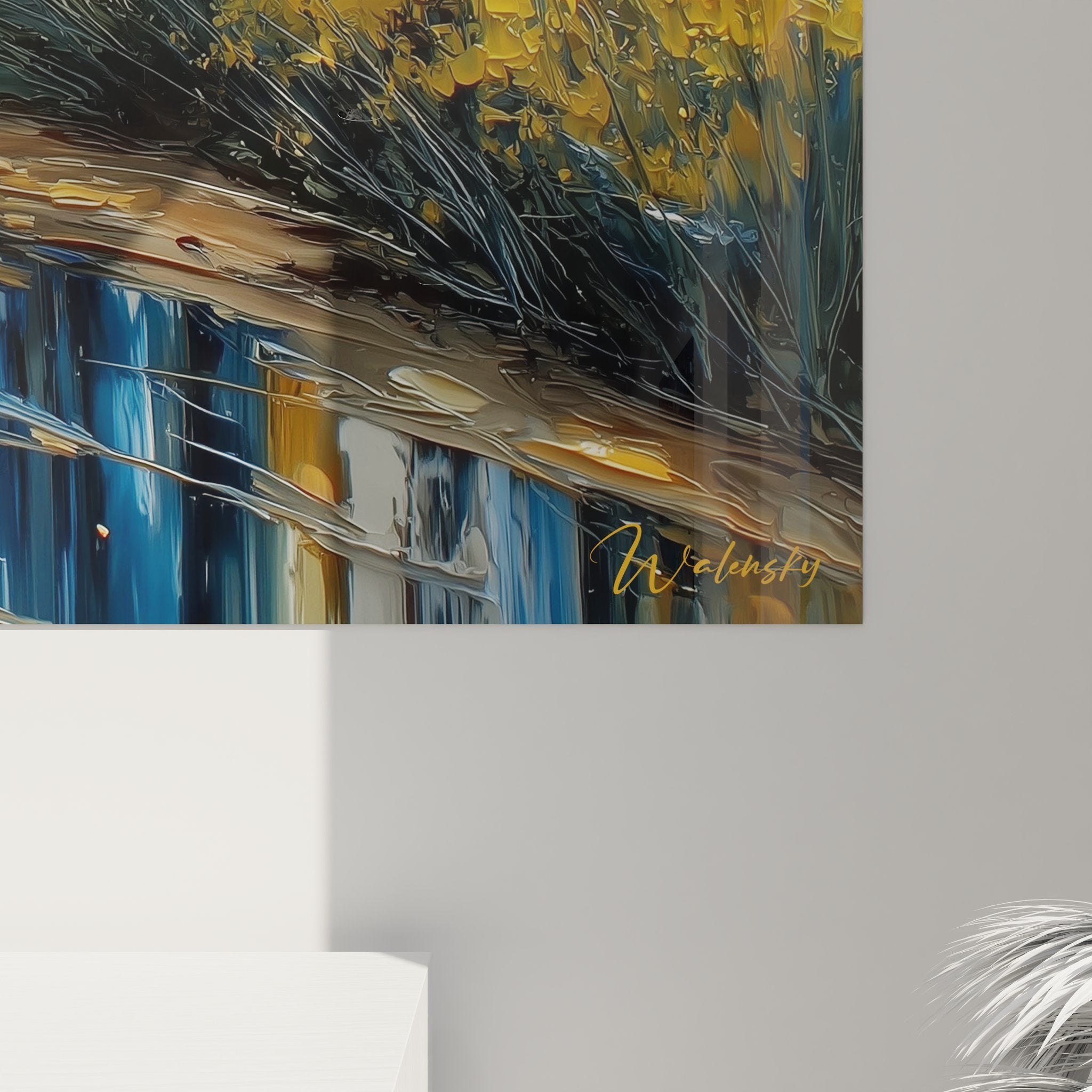 Vue ensemble tableau mural forêt automnale chemin sinueux - art nature pour intérieur moderne