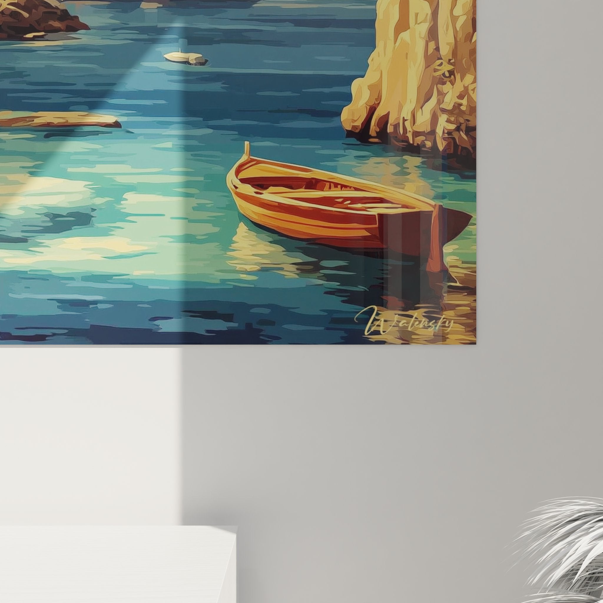 Vue ensemble tableau mural grotte marine Capri Faraglioni art paysage méditerranéen déco