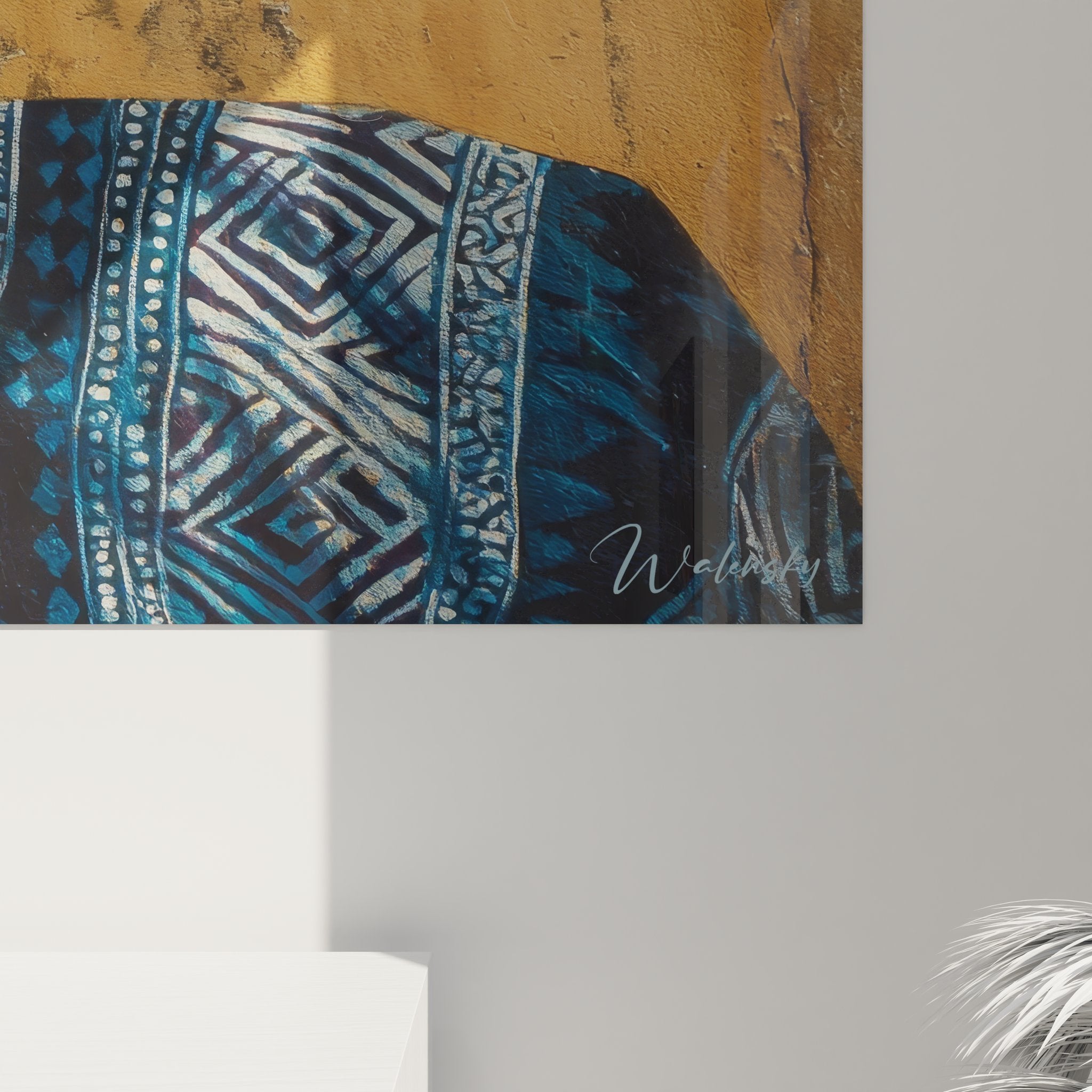 Vue ensemble tableau mural homme africain lunettes soleil intégré décoration intérieure moderne