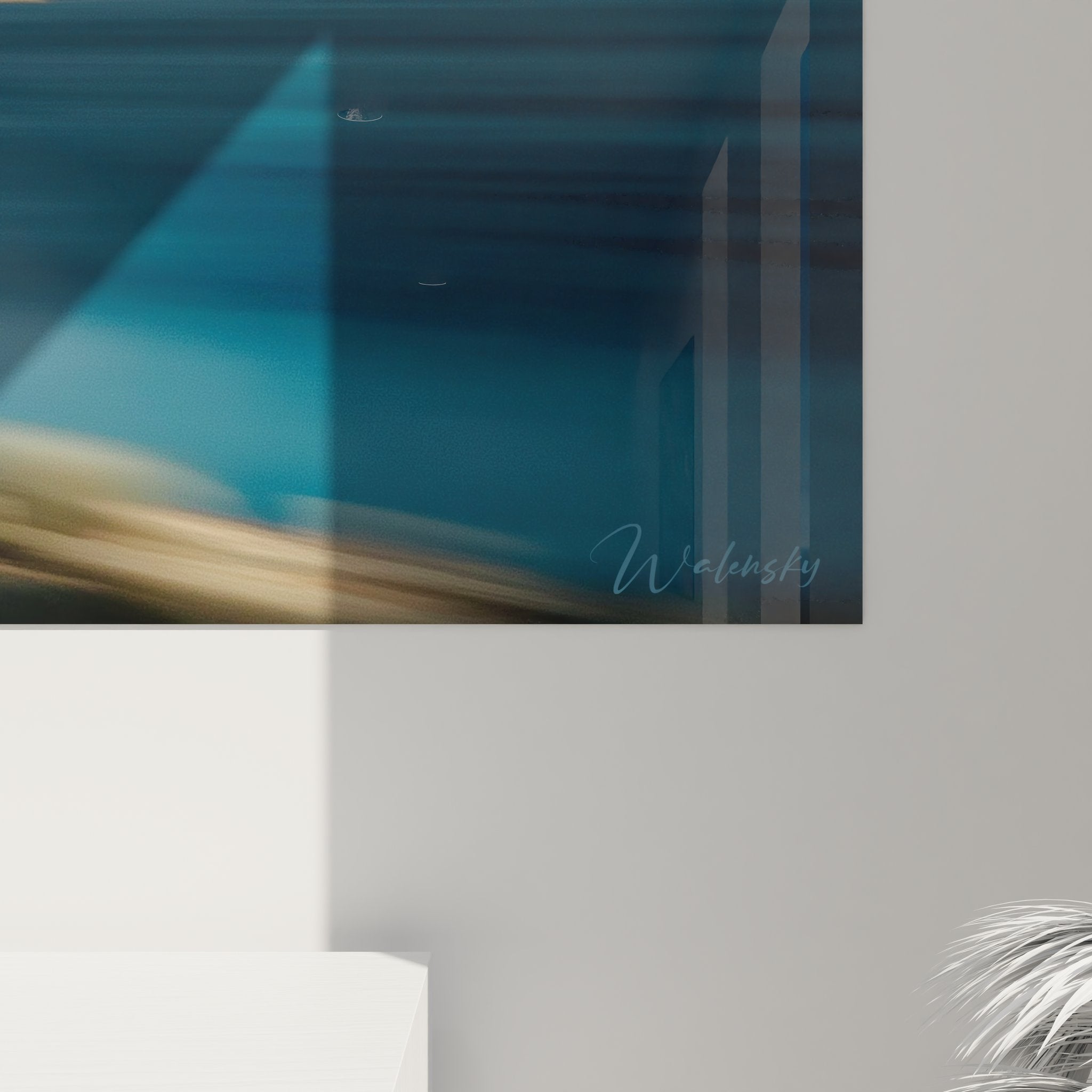 Vue ensemble décoration murale tableau lac montagne désert moderne