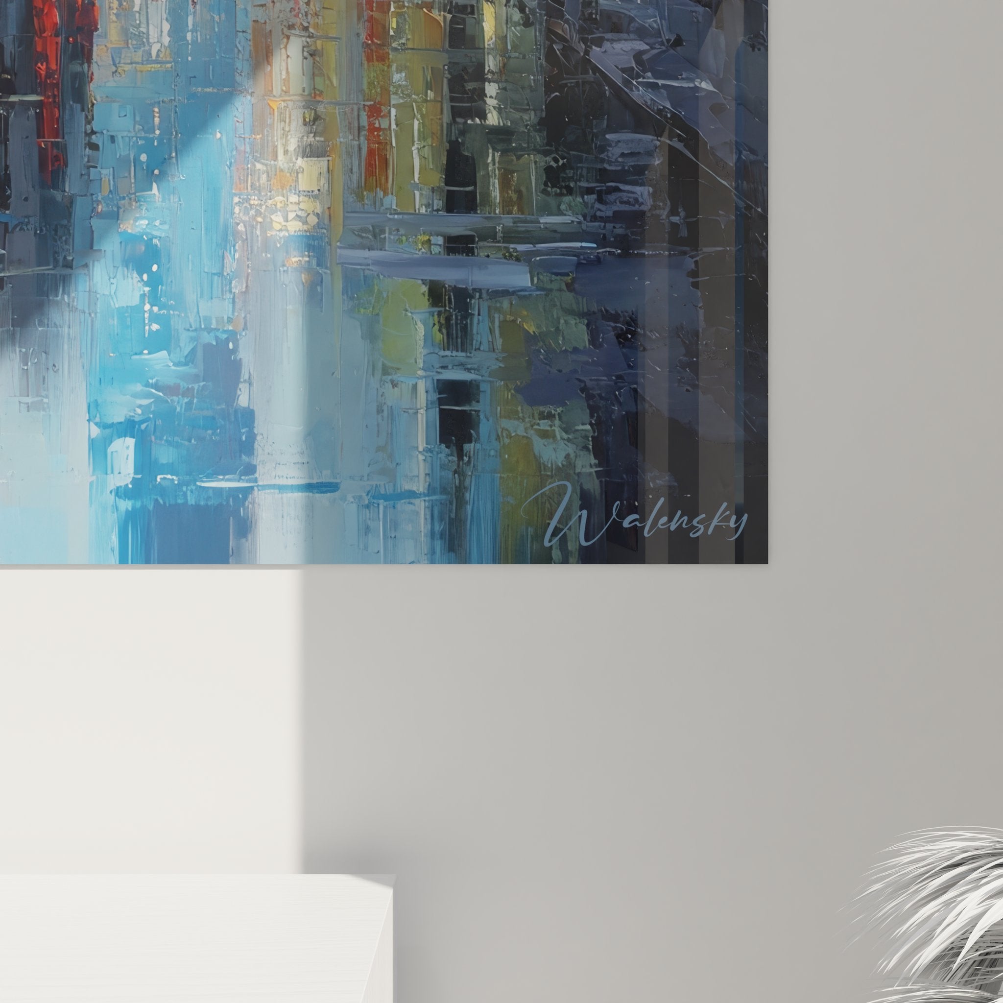 Vue d'ensemble tableau mural Manhattan sous la pluie, art décoratif urbain contemporain