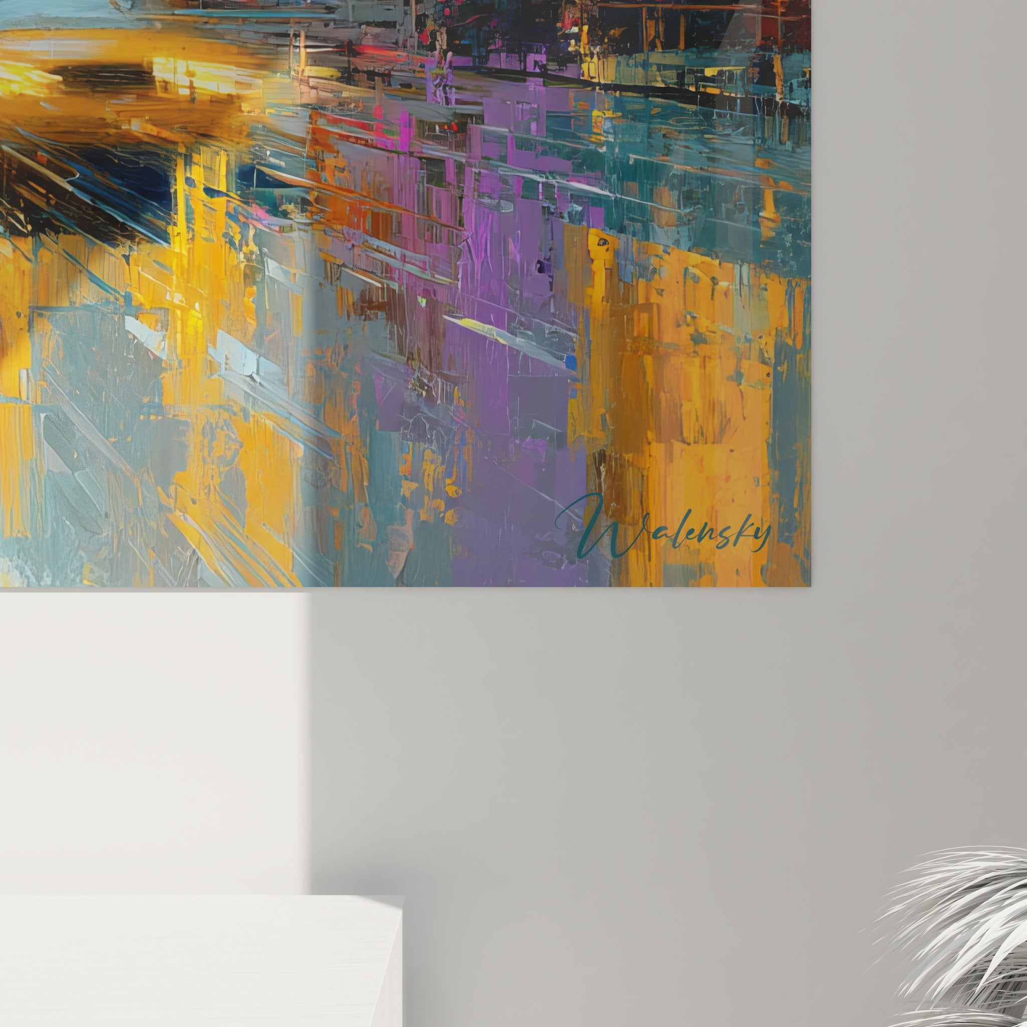 Vue ensemble tableau mural Manhattan pluie dans intérieur moderne, art urbain décoratif New York