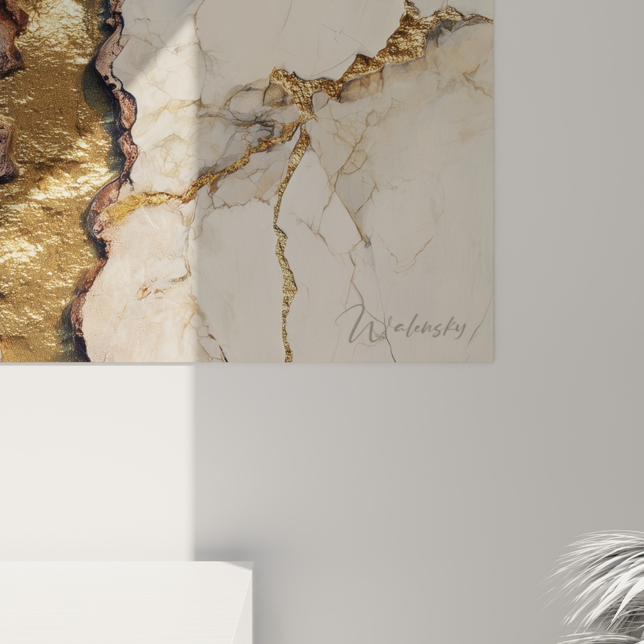 Vue d'ensemble tableau mural marbre abstrait tons neutres, effet minéral luxueux pour décoration moderne