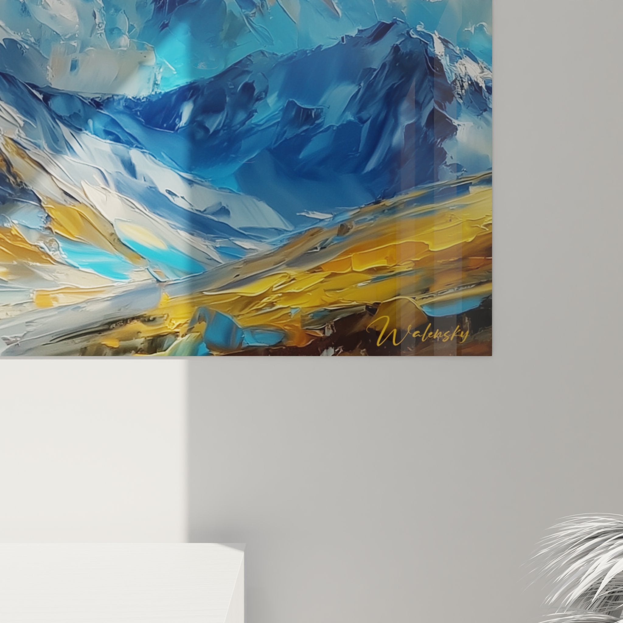 Vue ensemble tableau mural montagne, décoration alpine pour intérieur contemporain