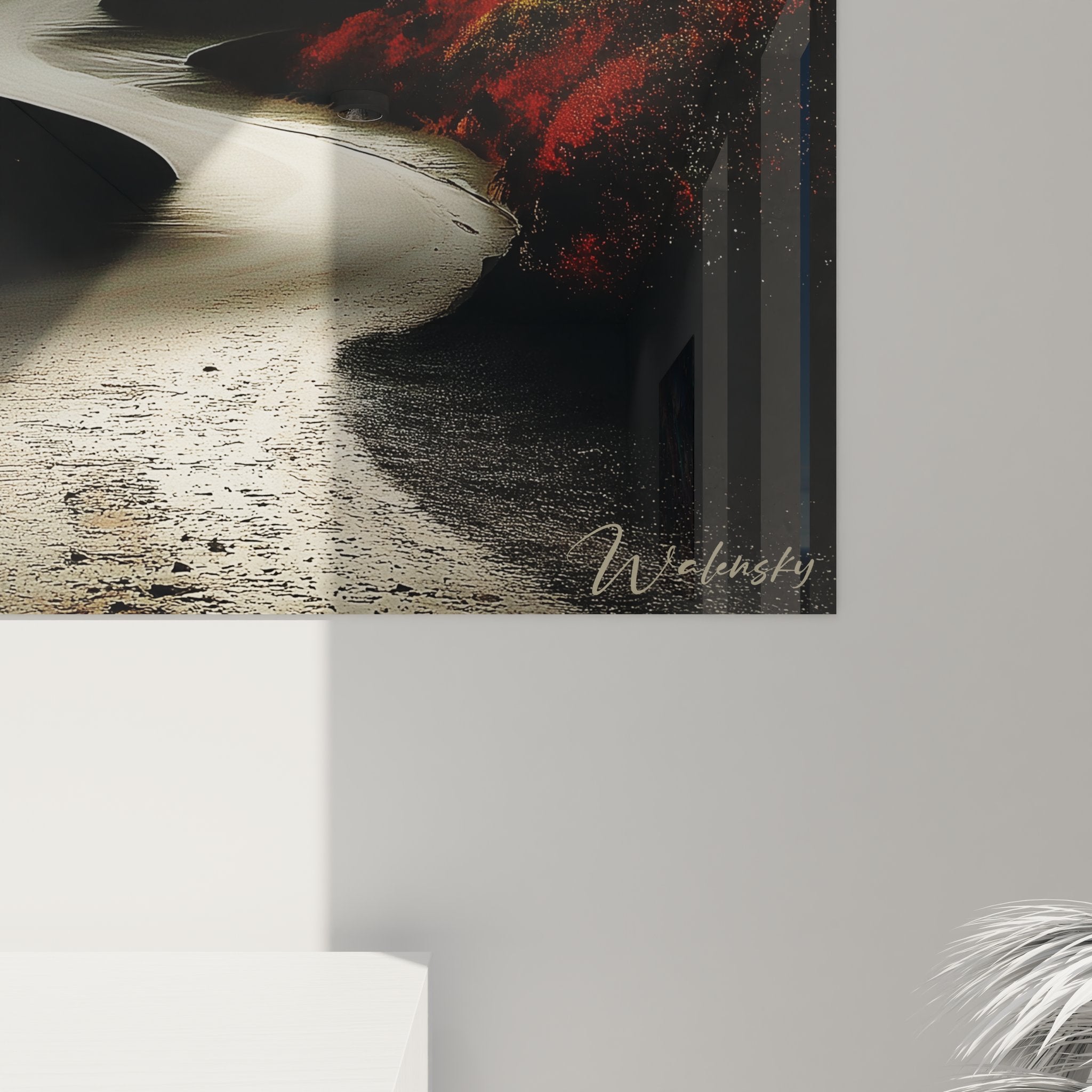 Vue ensemble tableau mural désert cosmique avec formations géologiques colorées