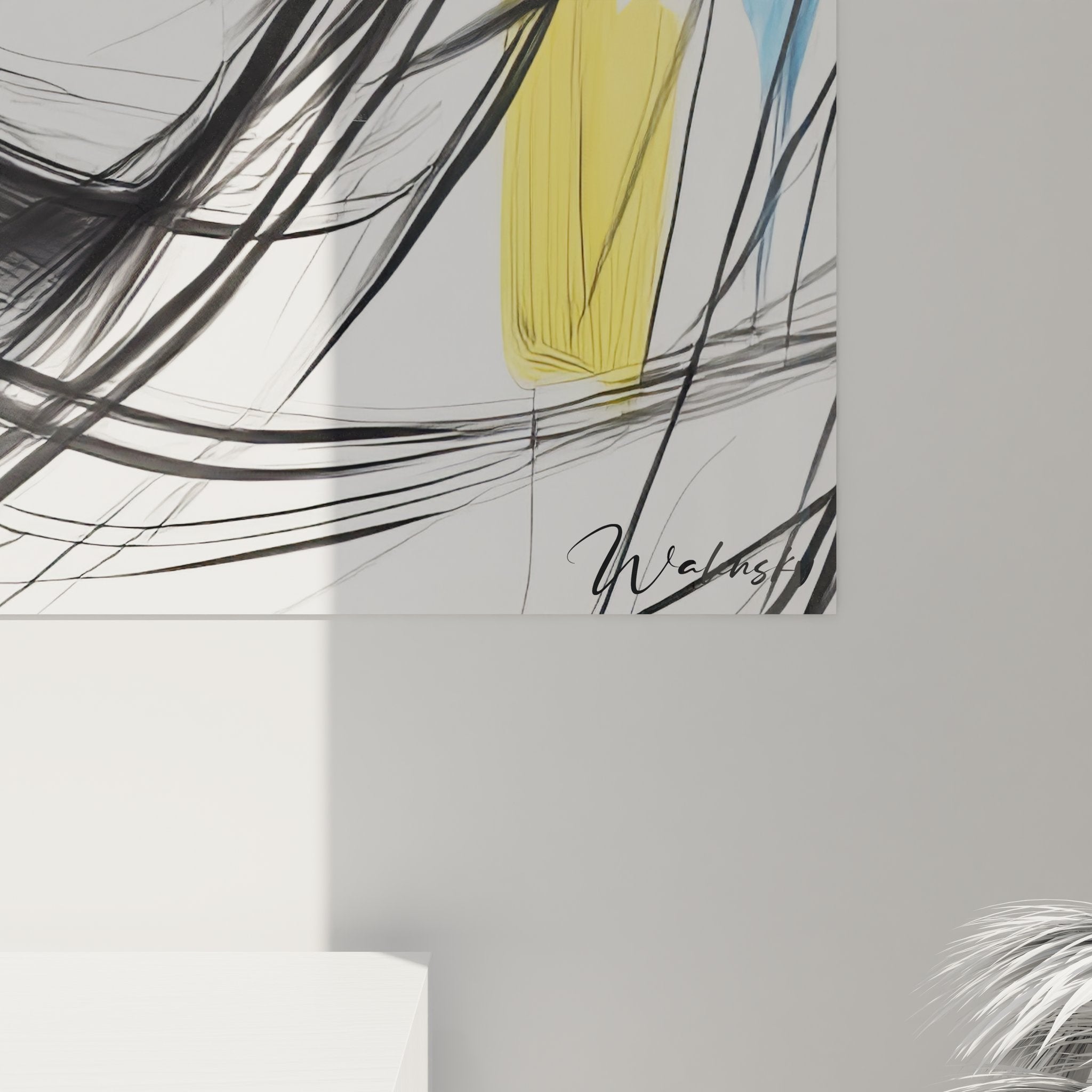 Vue ensemble tableau mural portrait femme dessin artistique style contemporain