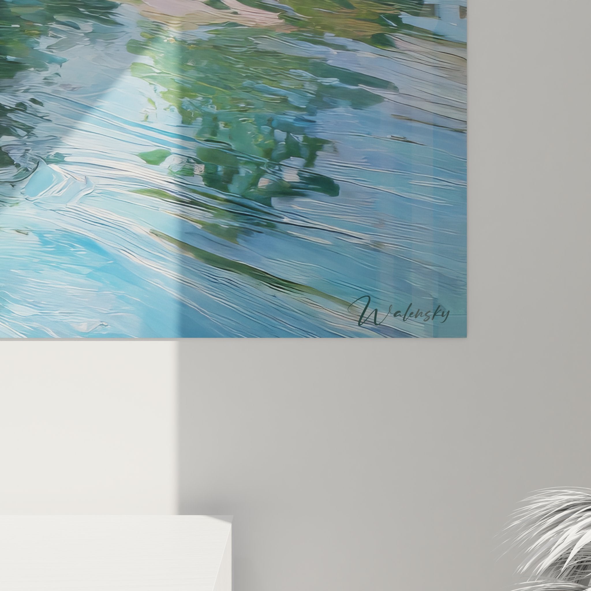 Vue d'ensemble tableau mural reflets d'eau ondulations paysage aquatique art décoratif moderne