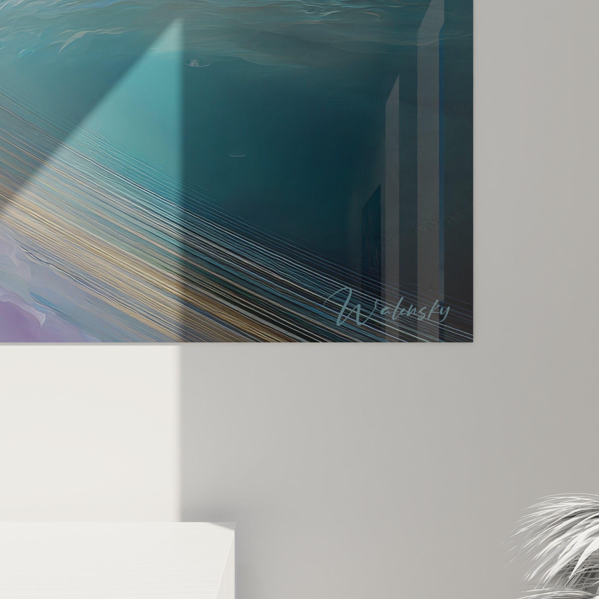 Vue ensemble tableau mural saturne cosmique, art spatial décoratif premium