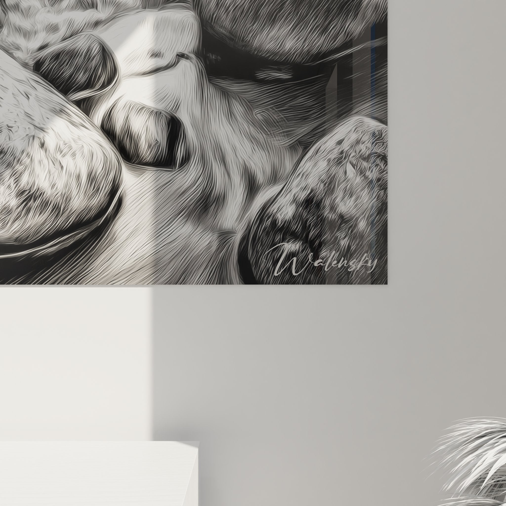 Vue ensemble tableau mural fjord scandinave décoration intérieure style nordique contemporain