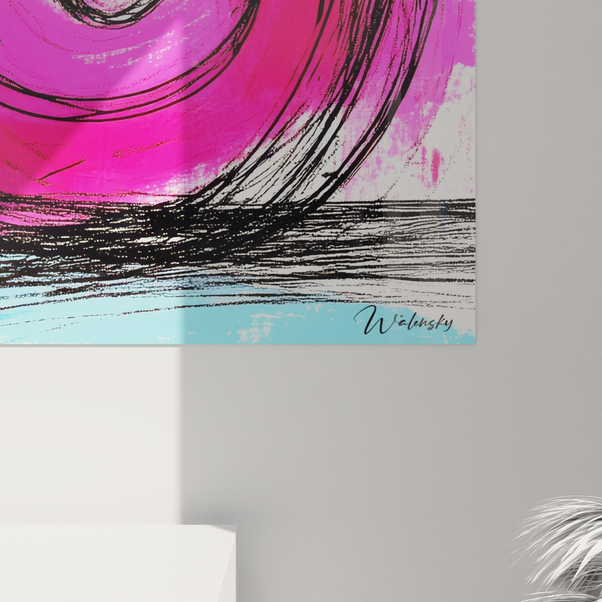 Vue ensemble tableau mural spirale - art dessin contemporain décoration intérieure