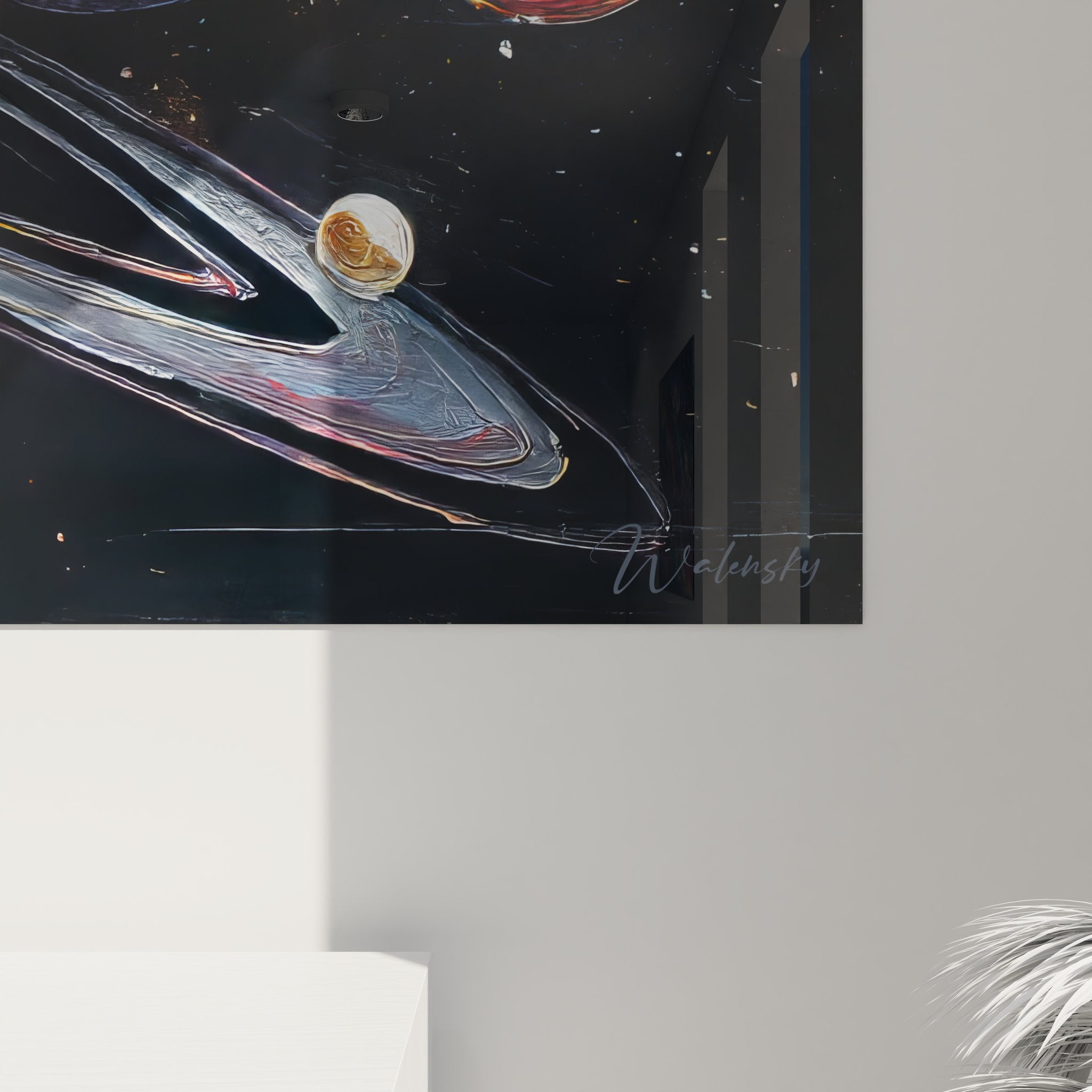 Vue d'ensemble du tableau mural espace avec système solaire aux couleurs vives