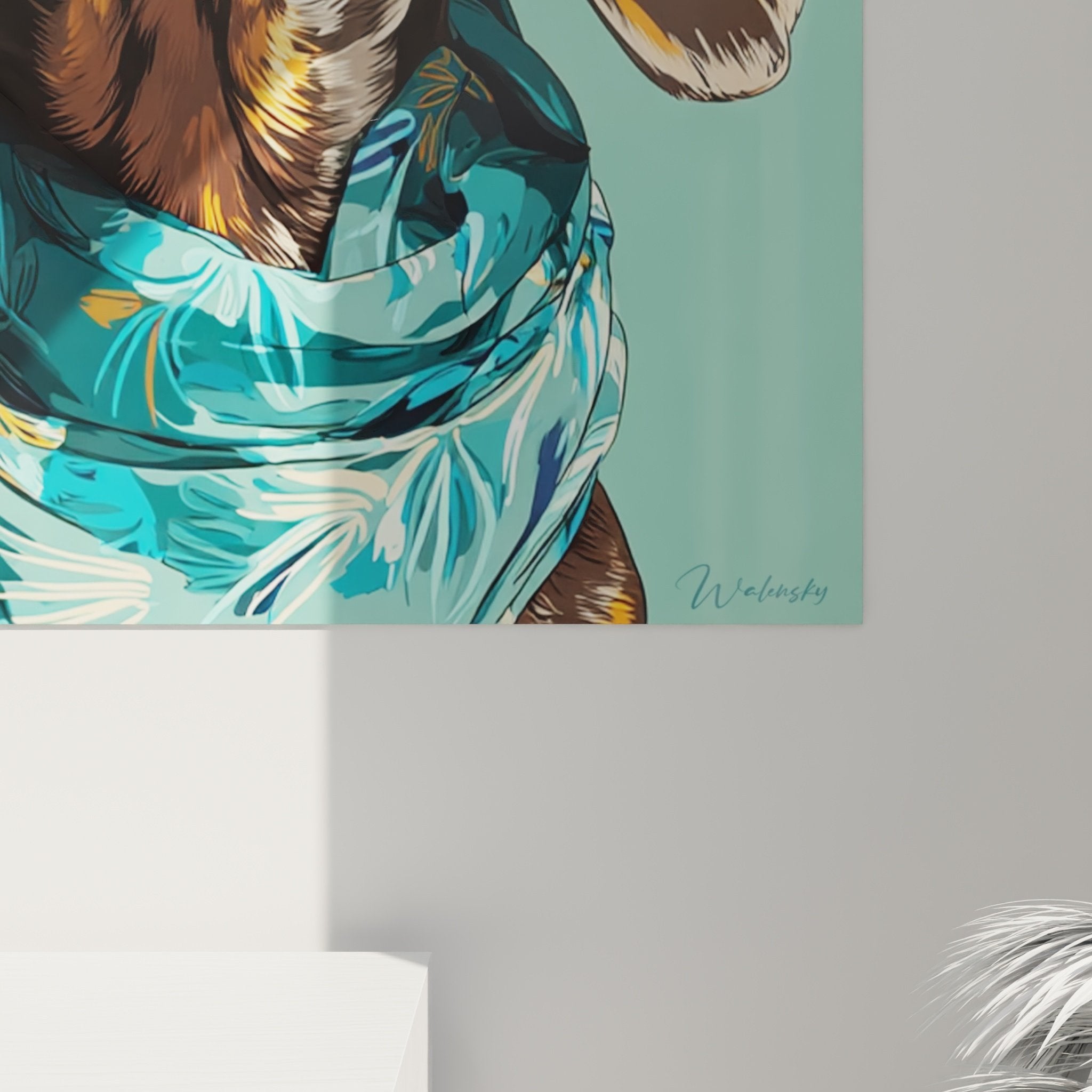 Übersicht Dackel-Wandgemälde elegant, farbige zeitgenössische Tierkunst