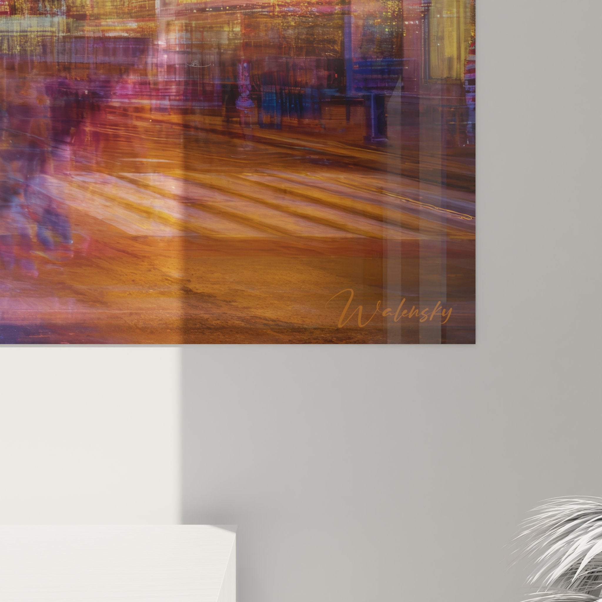 Vue d'ensemble tableau mural Times Square abstrait avec lumières nocturnes et gratte-ciels