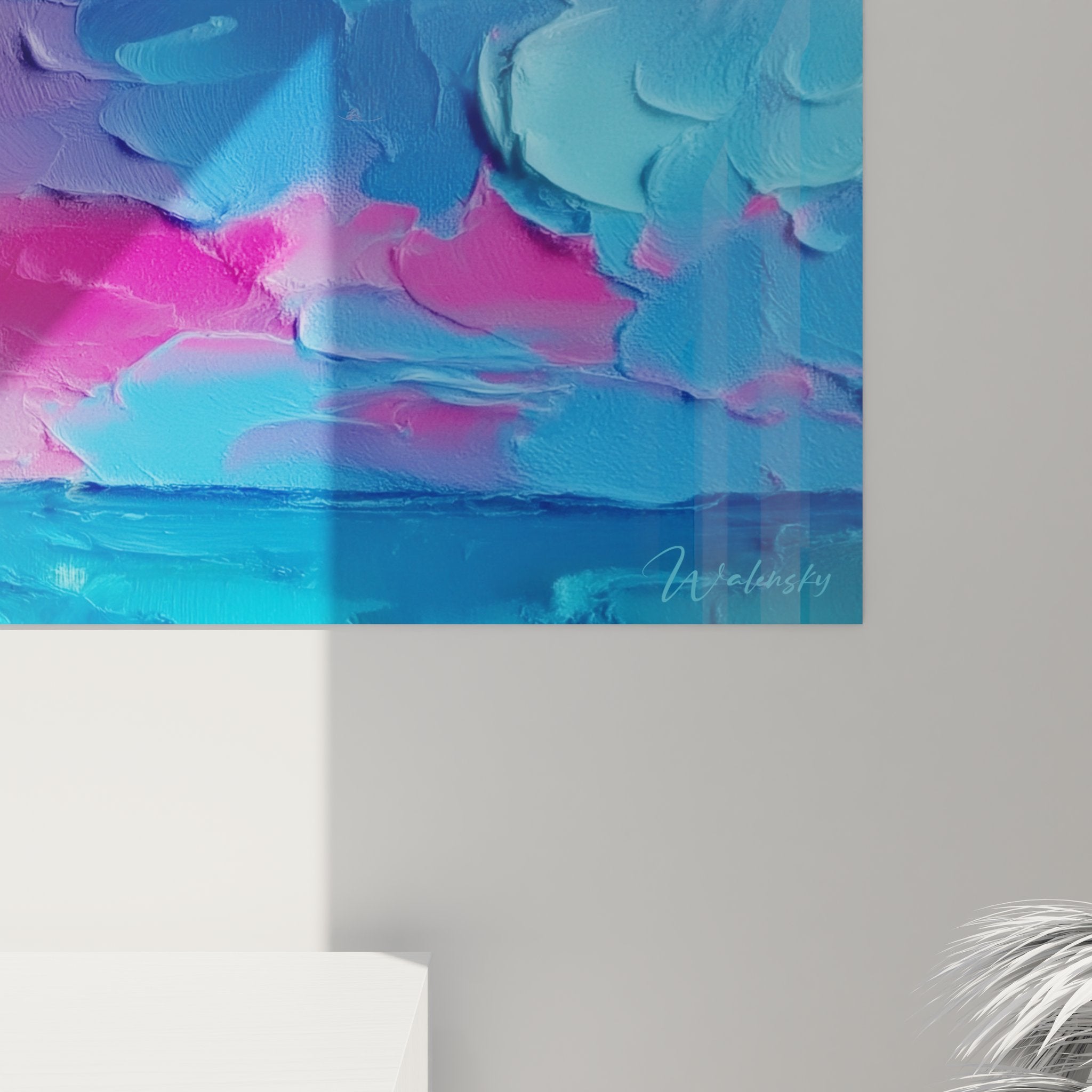 Vue ensemble tableau mural tropical coucher soleil format panoramique décoration murale