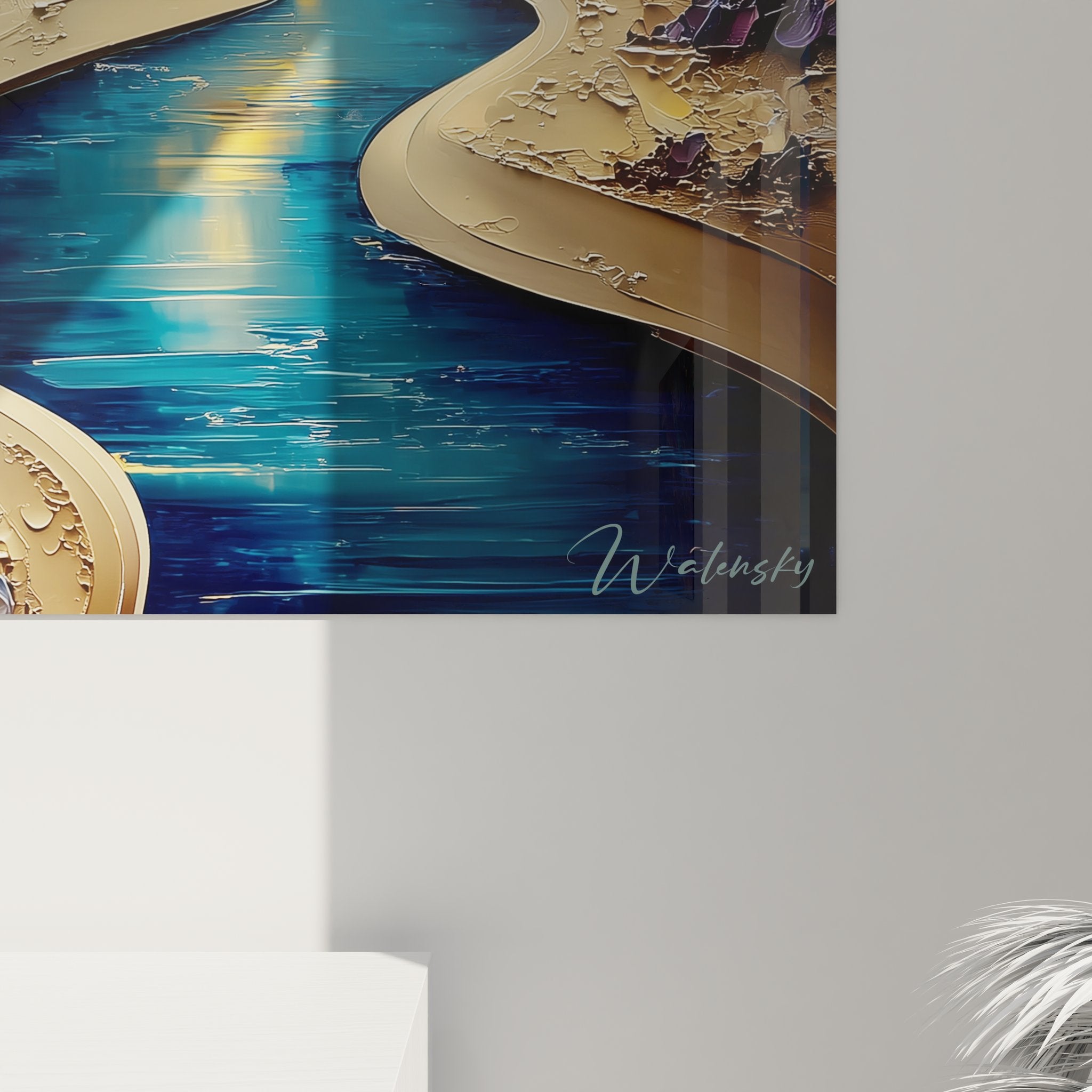 Vue ensemble tableau mural tropical volcanique décoration salon moderne