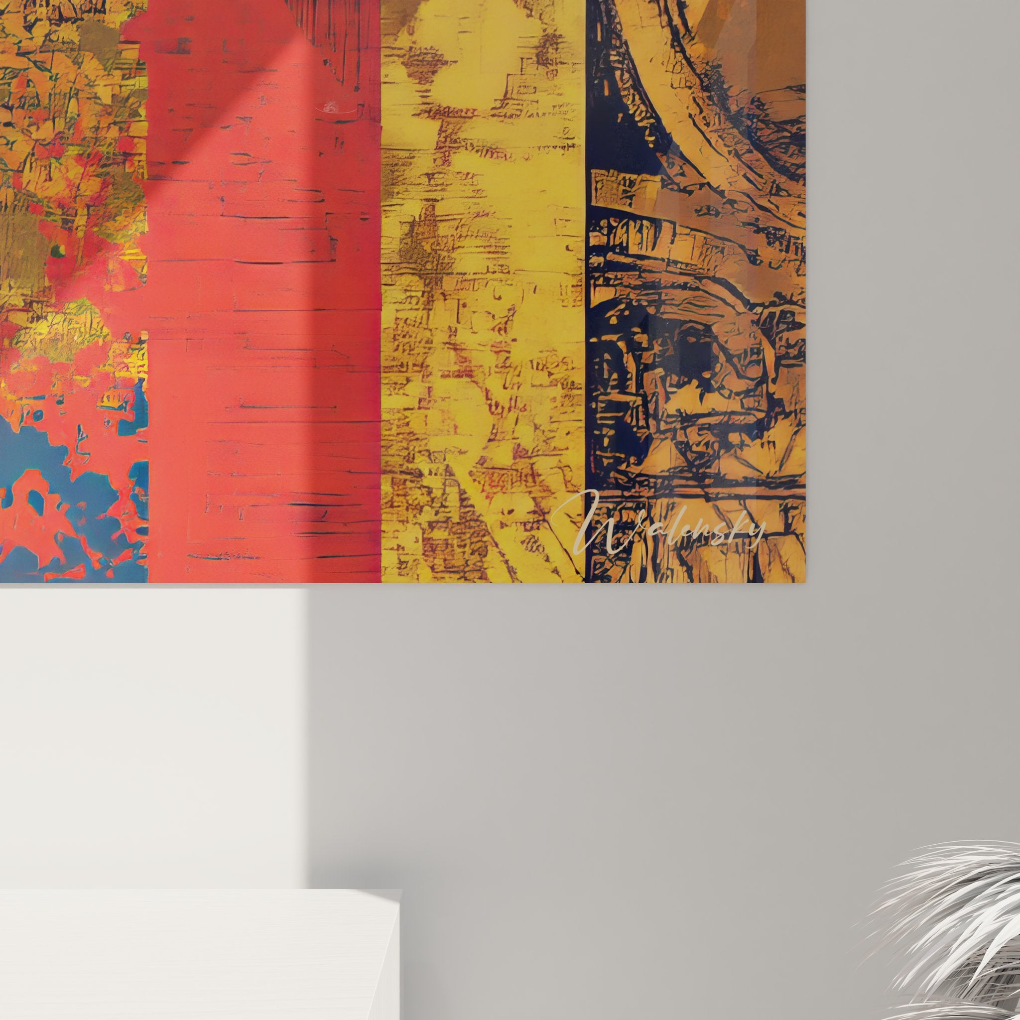 Vue d'ensemble tableau mural urbain abstrait, décoration géométrique moderne