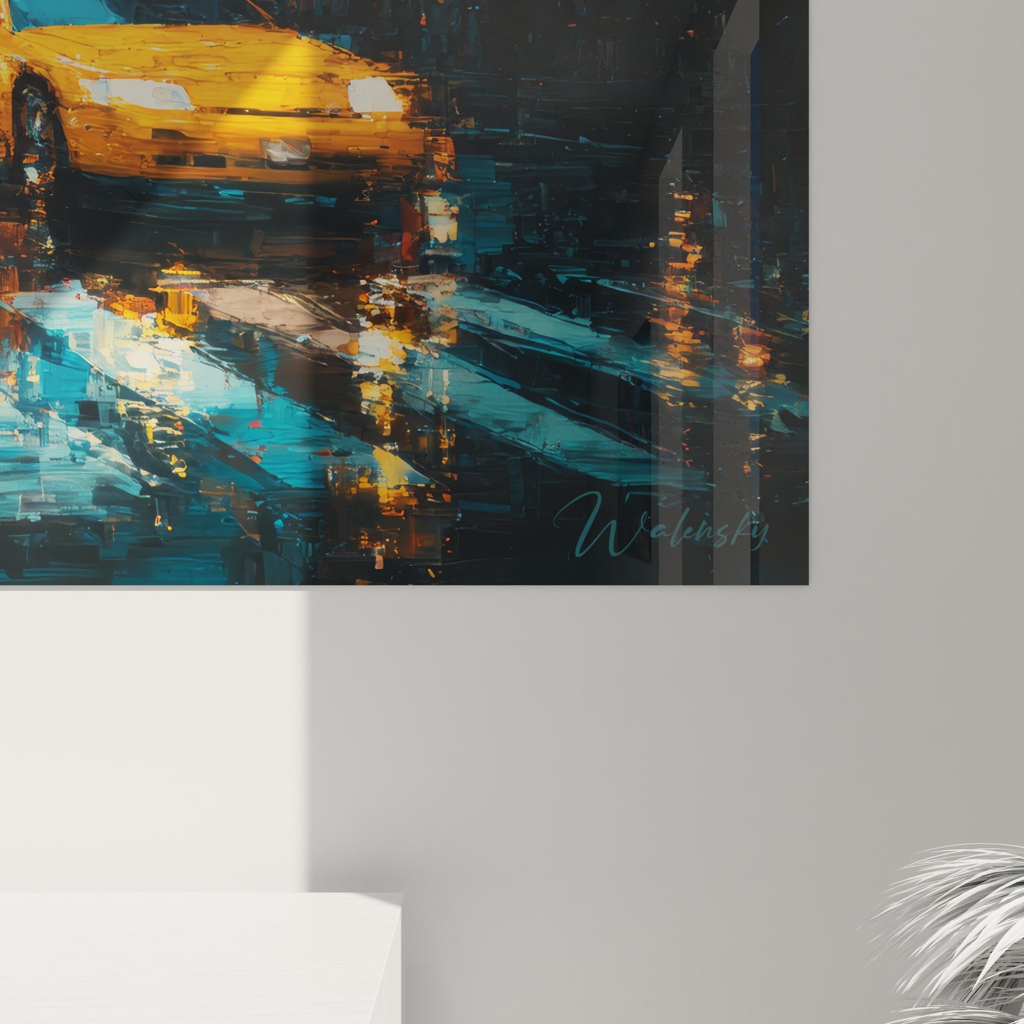 Vue ensemble tableau mural New York Times Square pluie décoration intérieure contemporaine