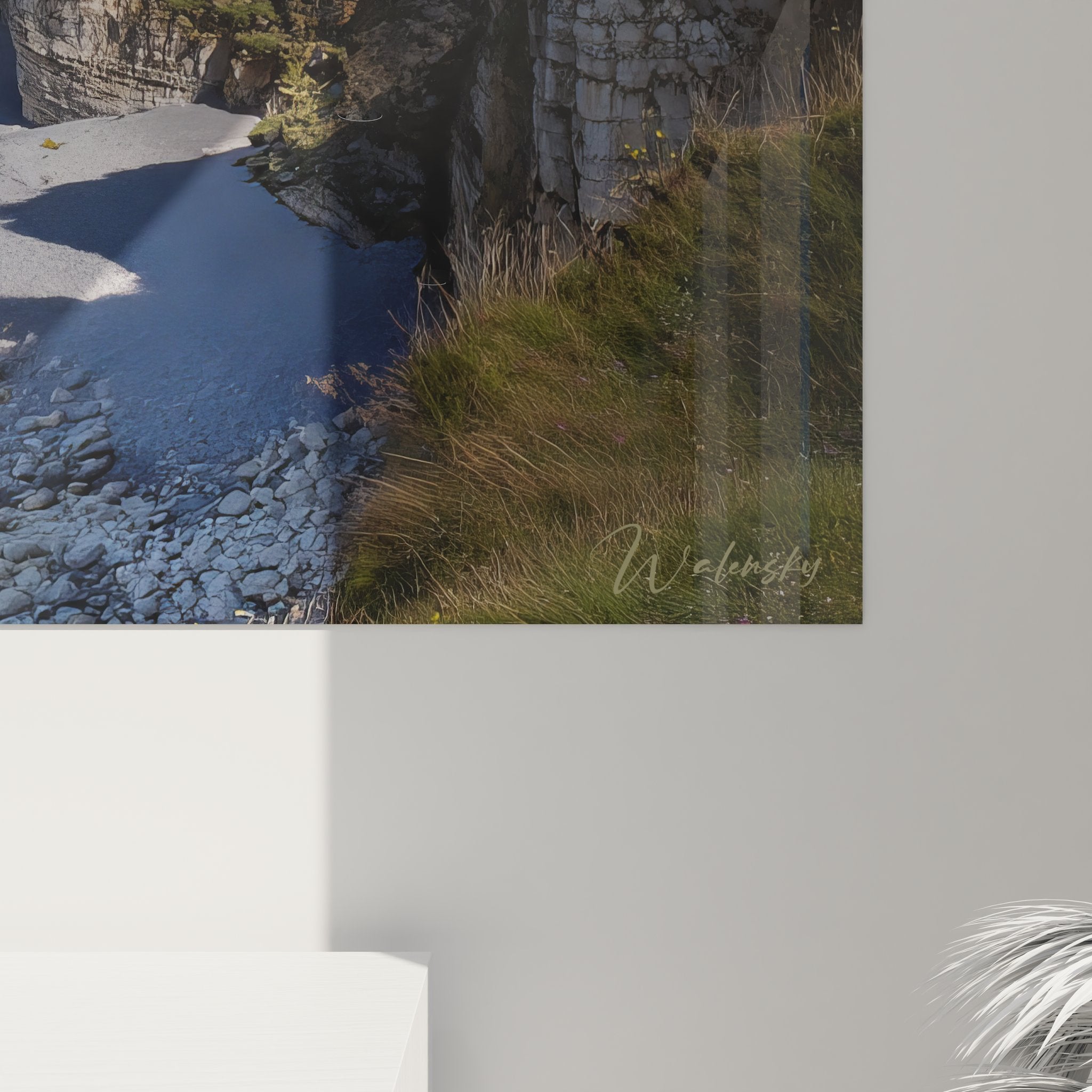 Vue ensemble tableau panoramique falaises d'Étretat paysage côtier déco murale plage