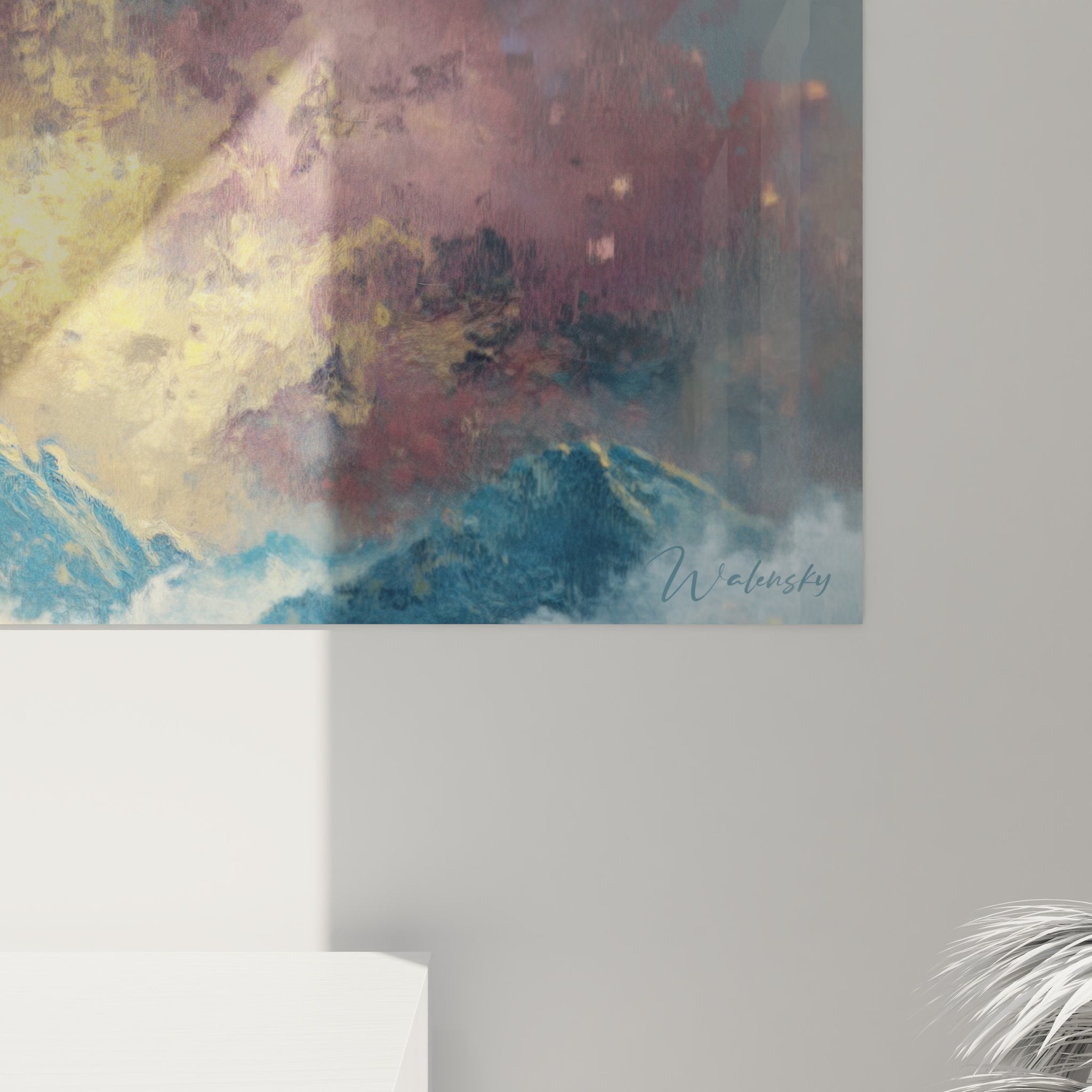 Vue ensemble tableau panoramique montagne, décoration murale sommet alpin grand format salon