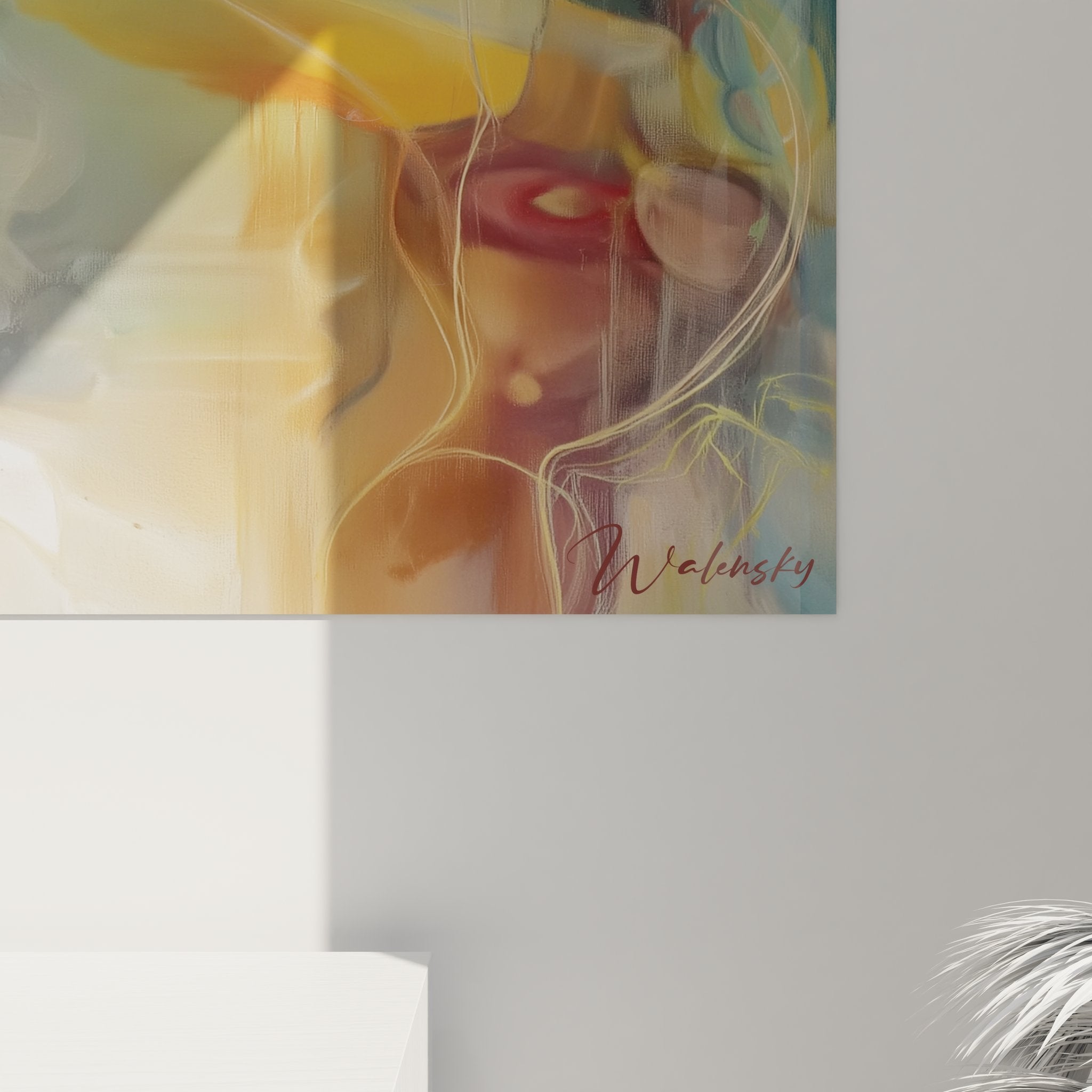 Vue d'ensemble tableau paysage aquatique montagne style abstrait contemporain